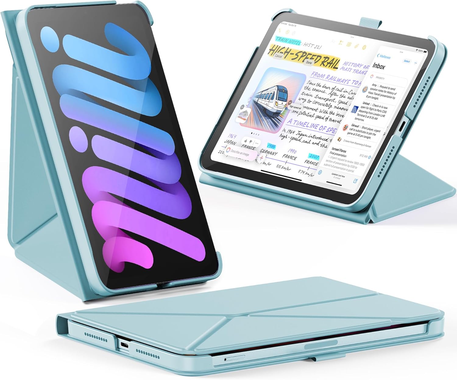 iPad Mini 7/6 対応 スリム折りたたみ 保護ケース（スカイブルー）