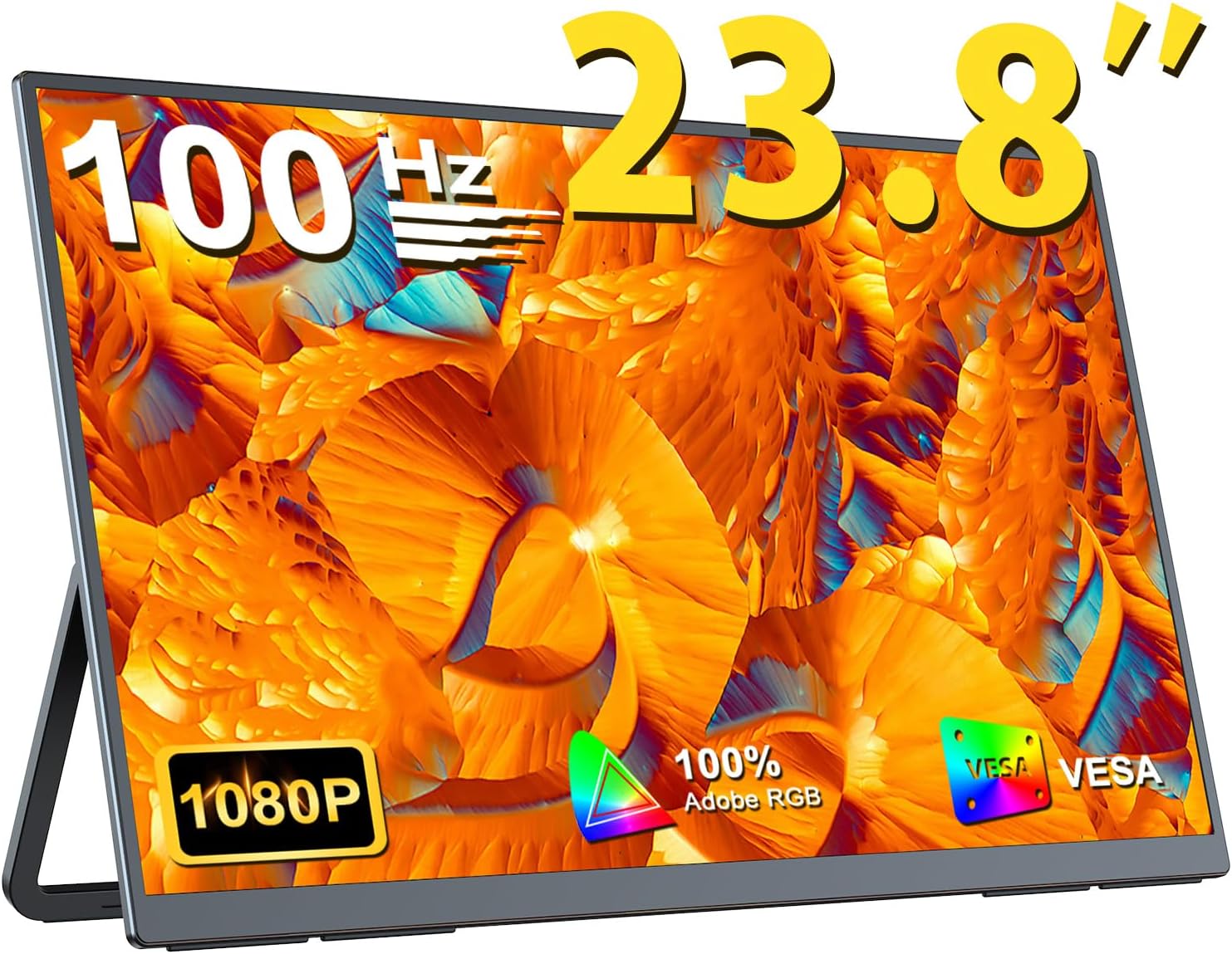 持ち運び可能な23.8インチ1080Pモバイルモニター | VESA対応・自立型スタンド・IPS液晶 | ゲーミング・リモートワーク対応
