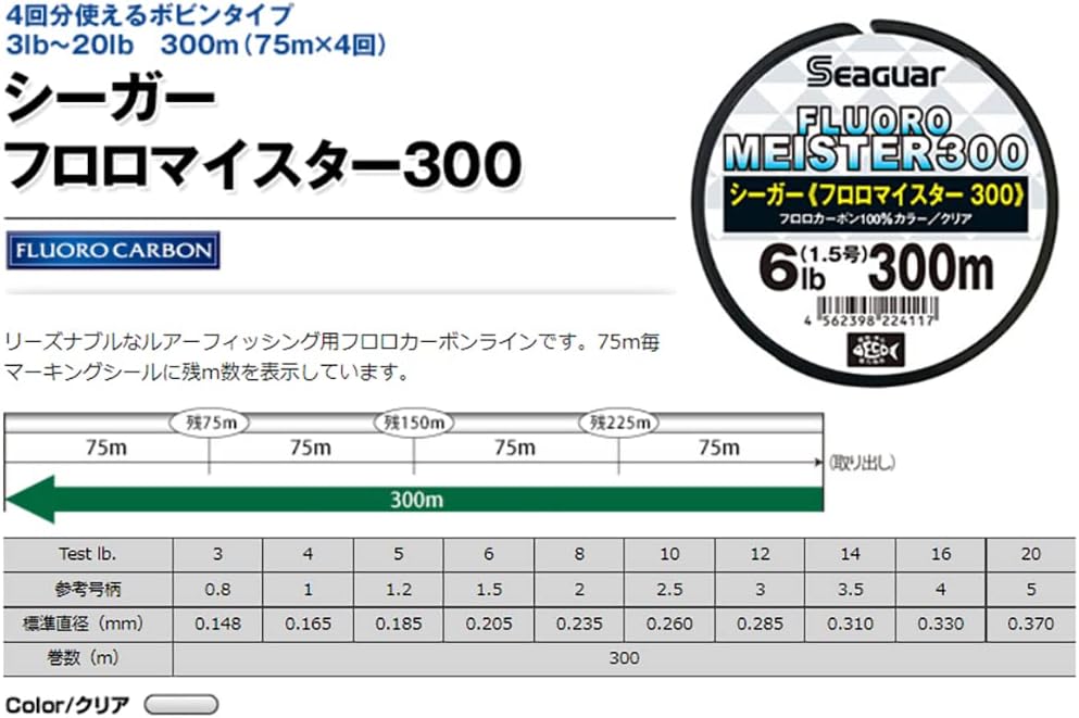 シーガー フロロマイスター300m フロロカーボンライン