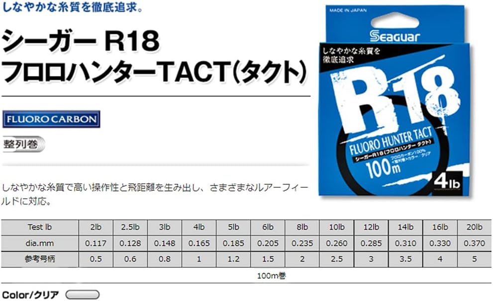 シーガー R18 フロロハンター TACT 100m フロロカーボンライン