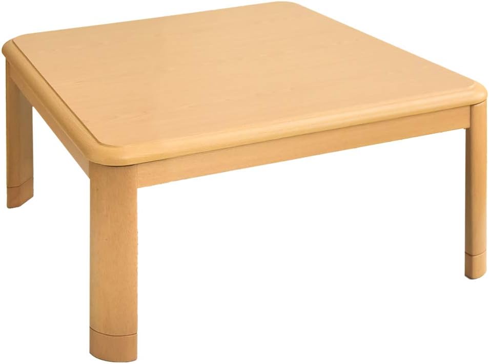 速暖2秒！600Wハロゲンヒーター 家具調こたつ テーブル 正方形 80×80cm ナチュラル UV塗装
