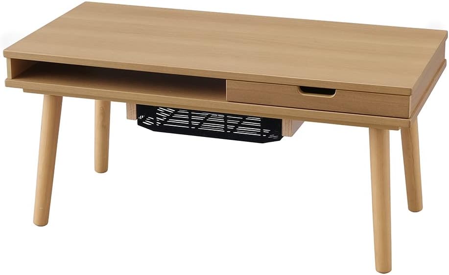 収納付きロータイプこたつ 長方形 ライトブラウン 80×40×38.5cm