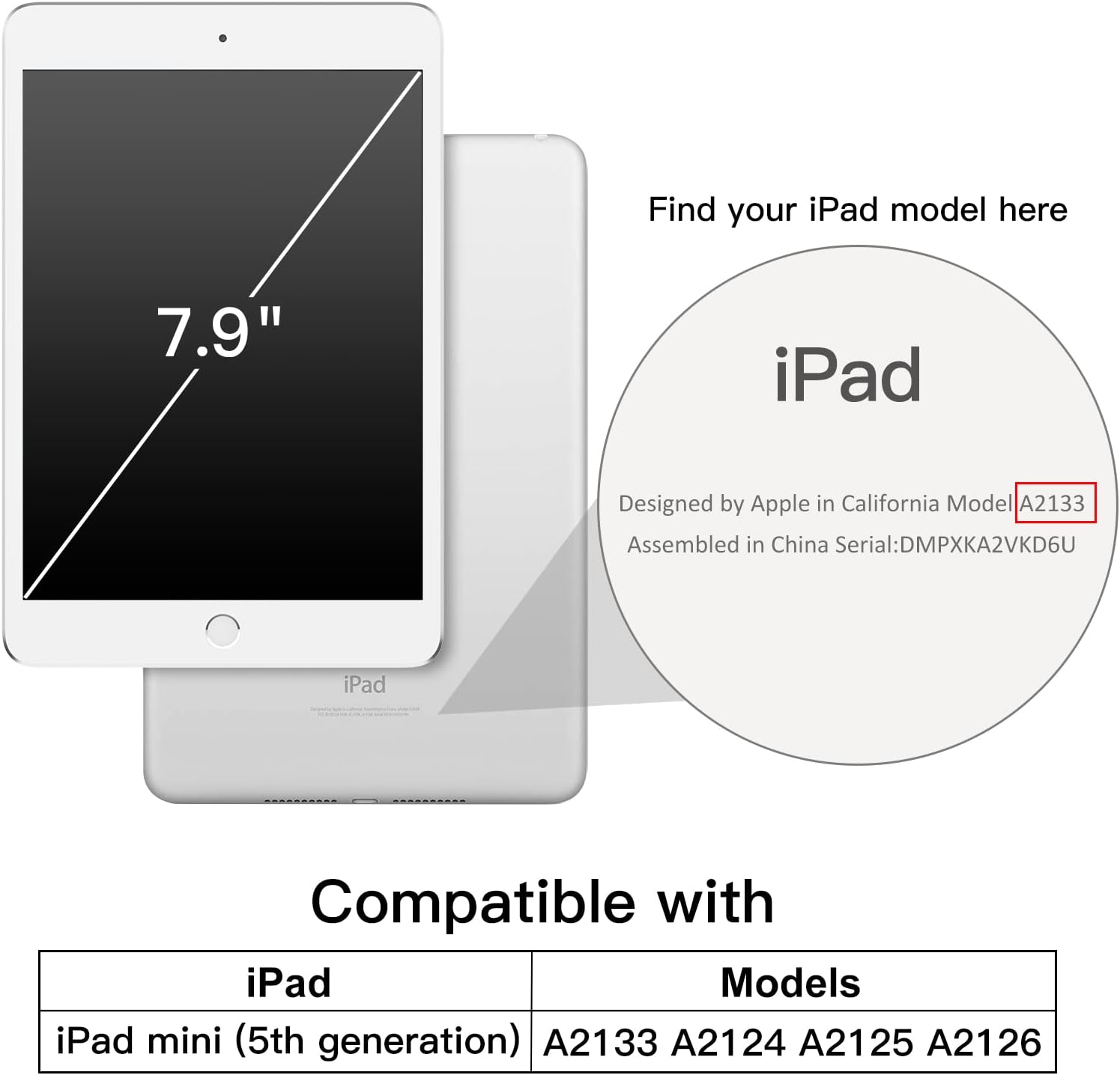 iPad Mini 5 (2019モデル) 用 三つ折スタンドケース オートスリープ機能 (ブラック)