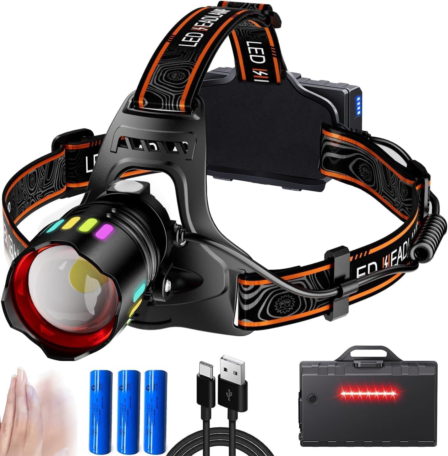 【2025最新型】超高輝度3000000ルーメンLEDヘッドライト - 防水・充電式・5モード・軽量・キャンプ・登山・釣り用
