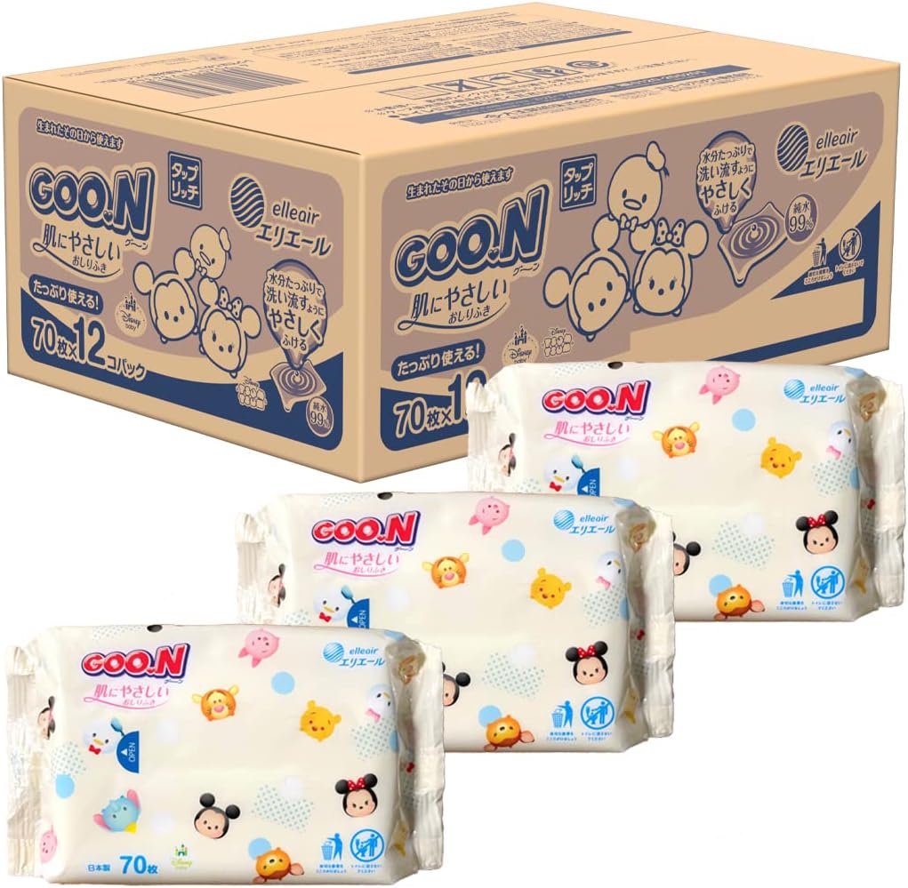 肌にやさしいおしりふき【ディズニーデザイン】840枚(70枚×12個)【ケース販売】