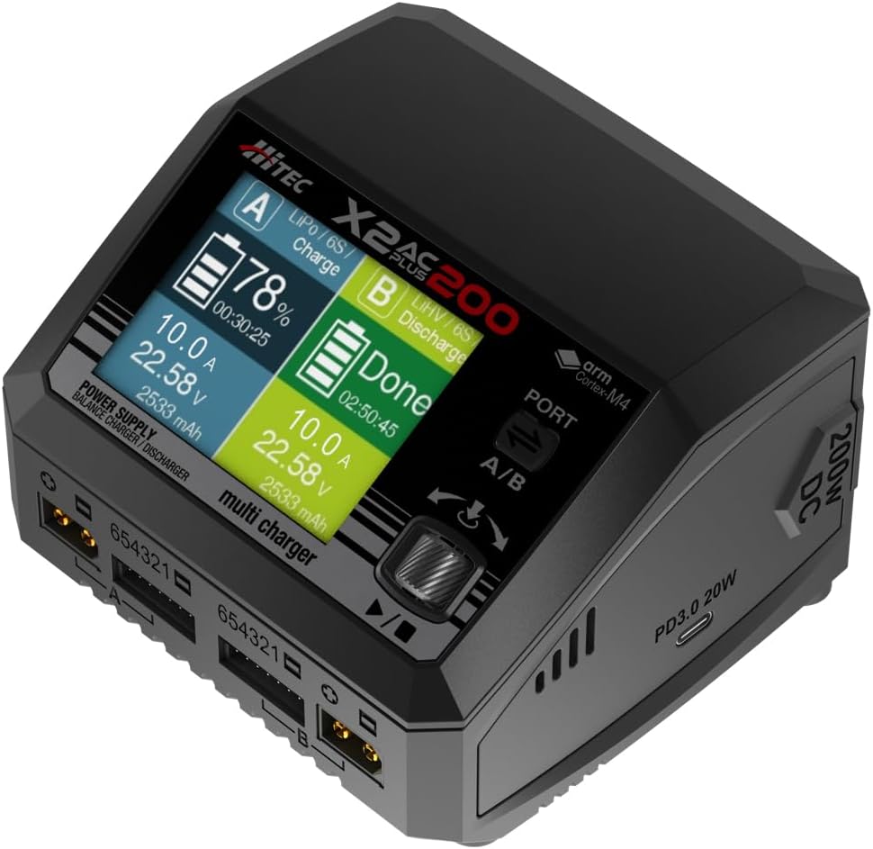 ハイテック マルチチャージャー X2 ACプラス200 充電器セット (AC/DC 2チャンネル)