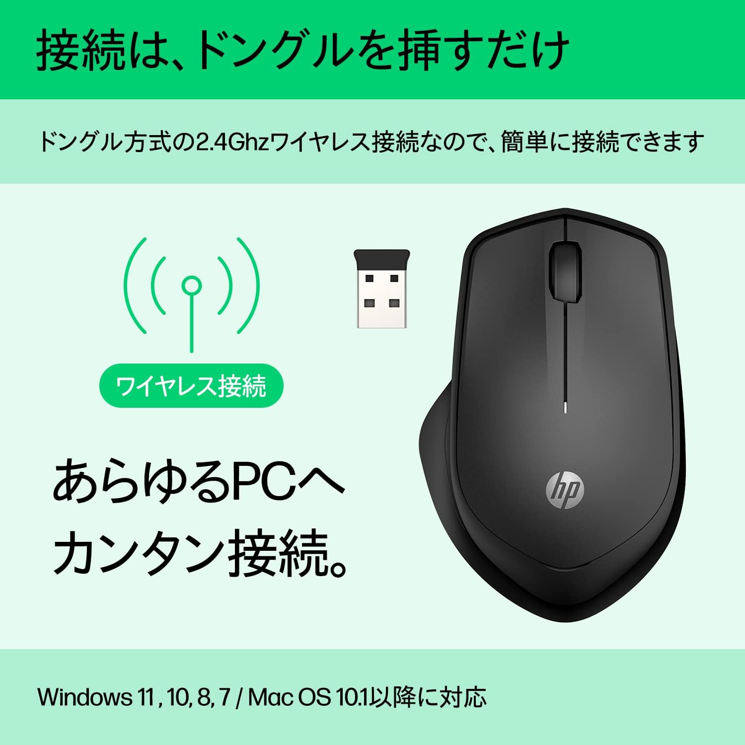 静音クリック無線マウス HP 280 エルゴノミクス ブラック【国内正規品】