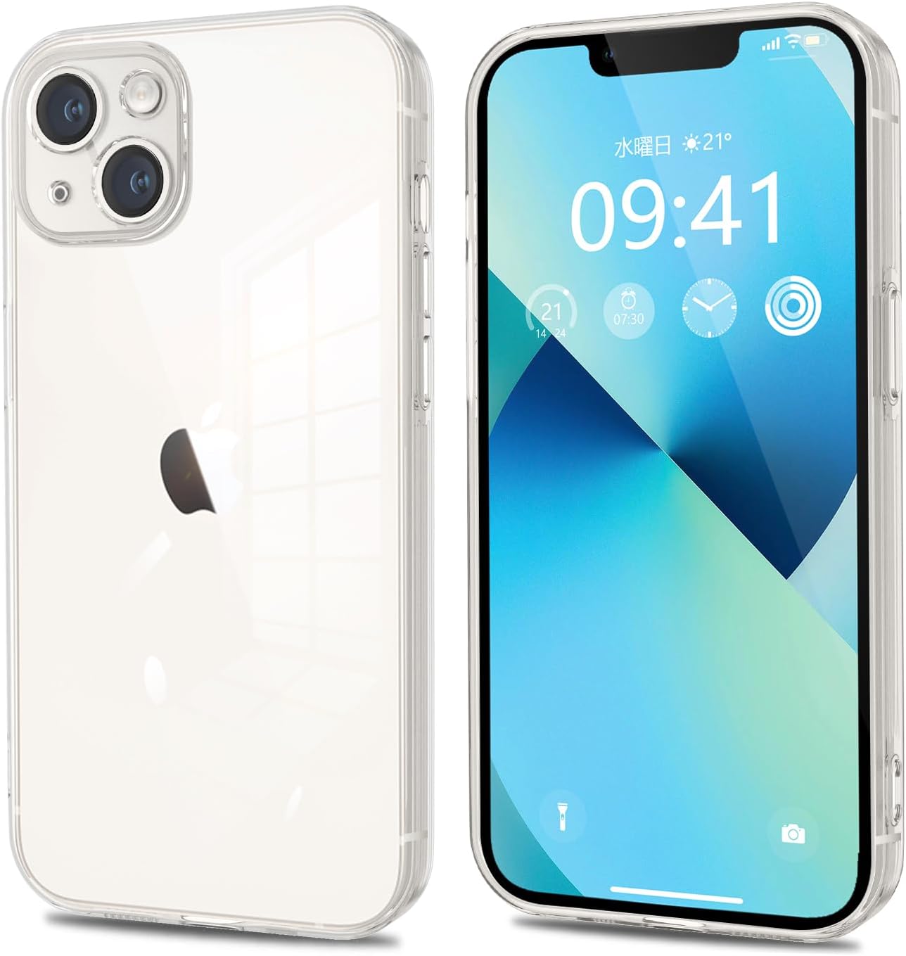 iPhone13用クリアTPUケース 薄型 軽量 スリム 衝撃吸収 カメラ保護 ストラップホール付き