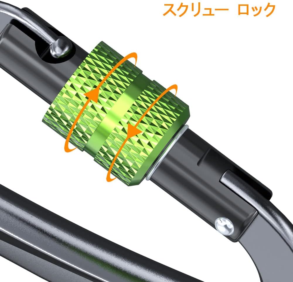 登山用ロックカラビナ 12KN耐荷重 軽量アルミ Dリング 2個セット