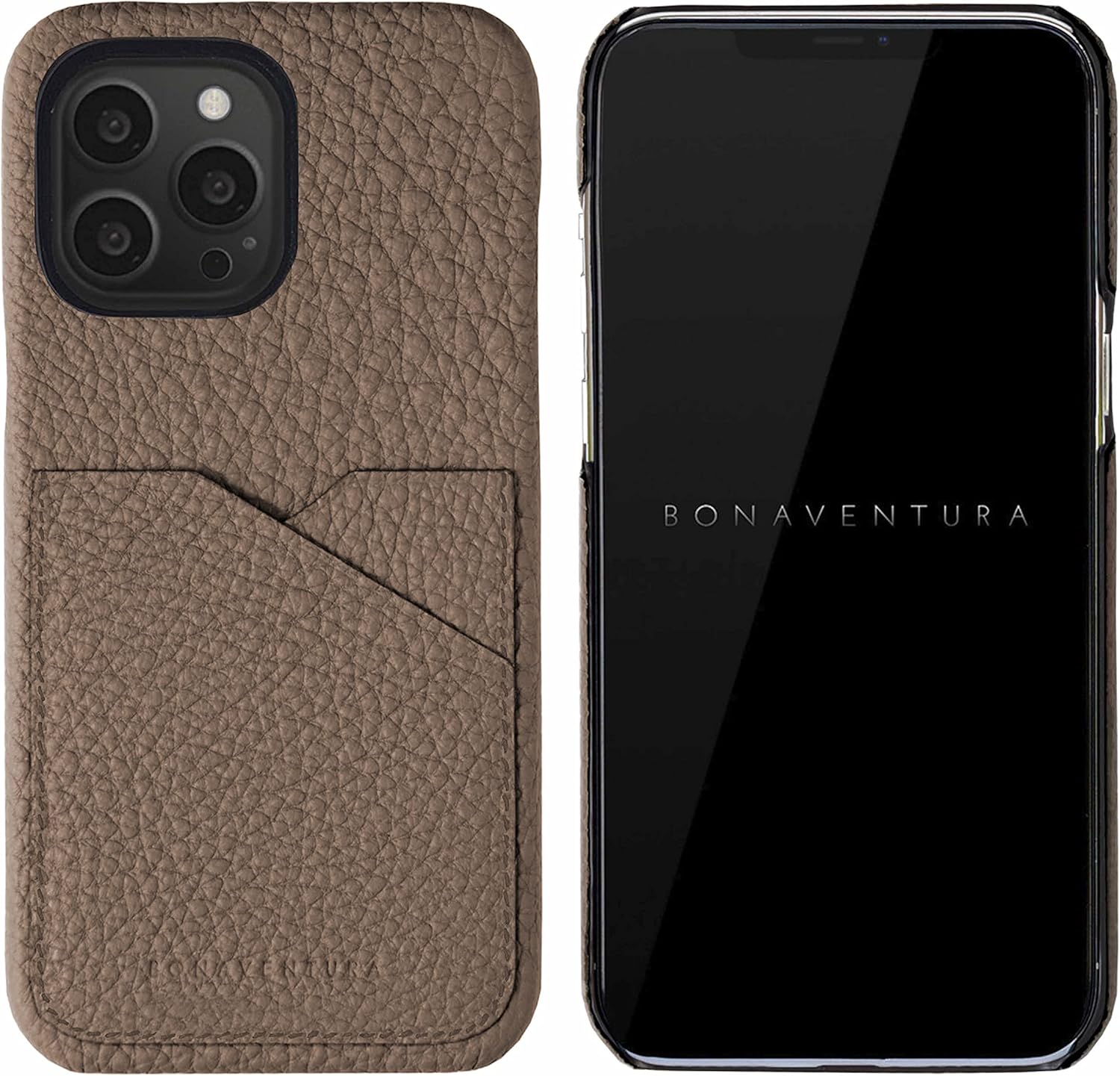 iPhone 13 Pro用 本革シュリンクレザーケース（エトープ） プレゼント用ギフト