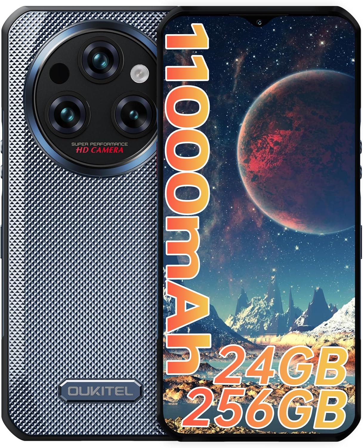 OUKITEL WP35S タフネススマホ 11000mAh大容量バッテリー 58MPカメラ SIMフリー 防水防塵 4GデュアルSIM ブラック