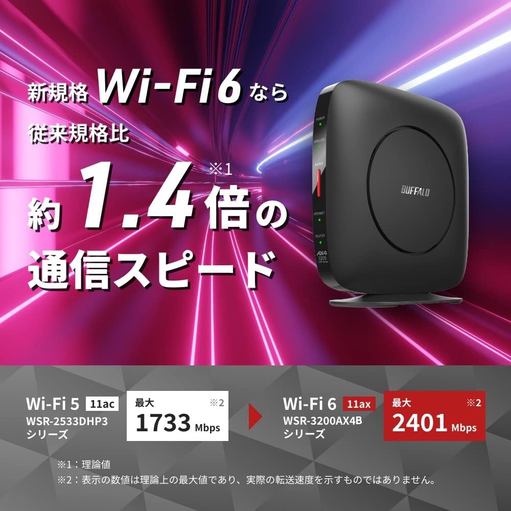 Wi-Fi 6対応 バッファロー無線LANルーター AX3200 Easy Meshモデル