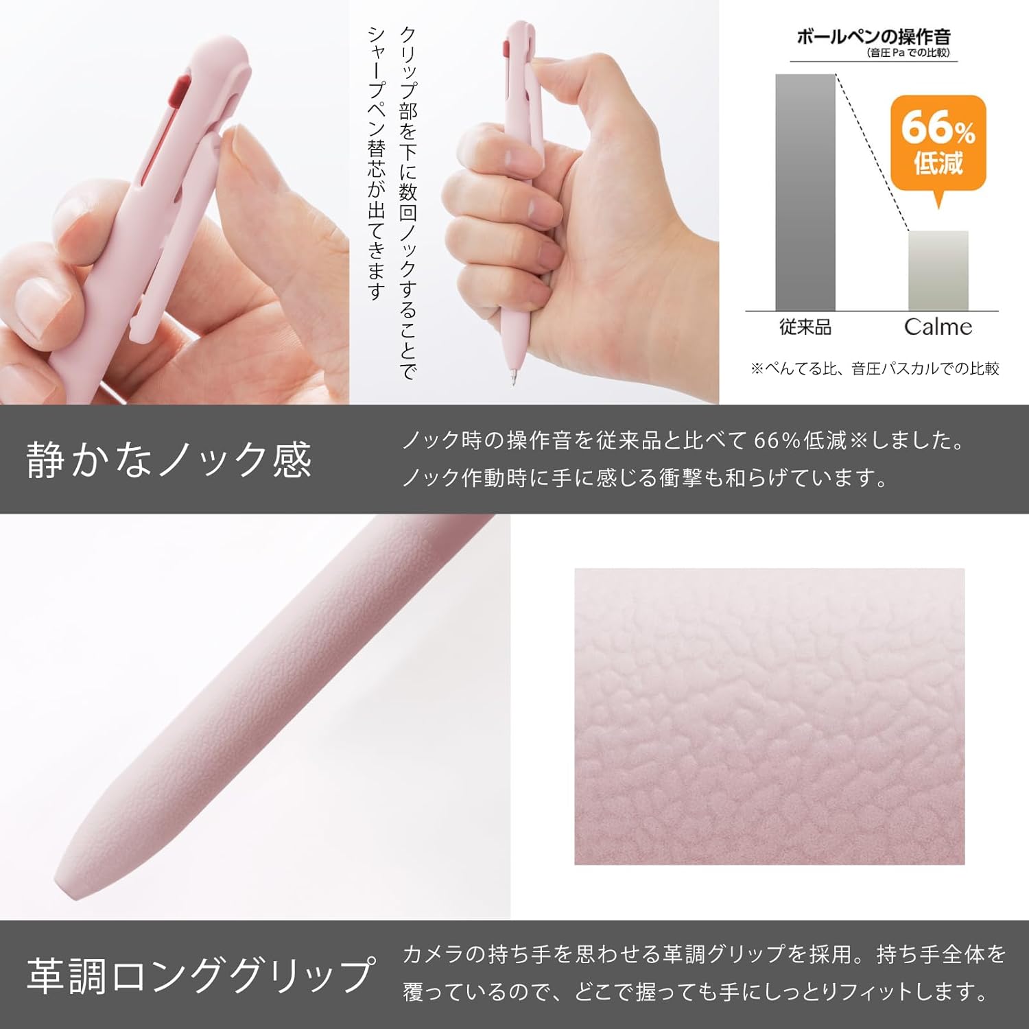 多機能ボールペン Calme 0.35mm ピンク － ぺんてる