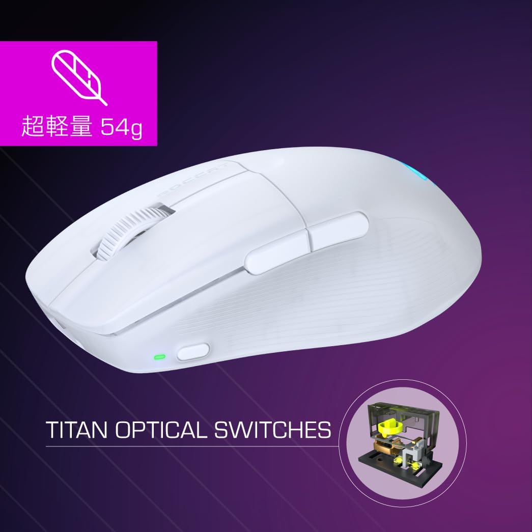 ゲーミングマウス PURE AIR 超軽量54g ワイヤレス ホワイト 2.4GHz/Bluetooth 26K DPI RGB 【正規代理店保証】