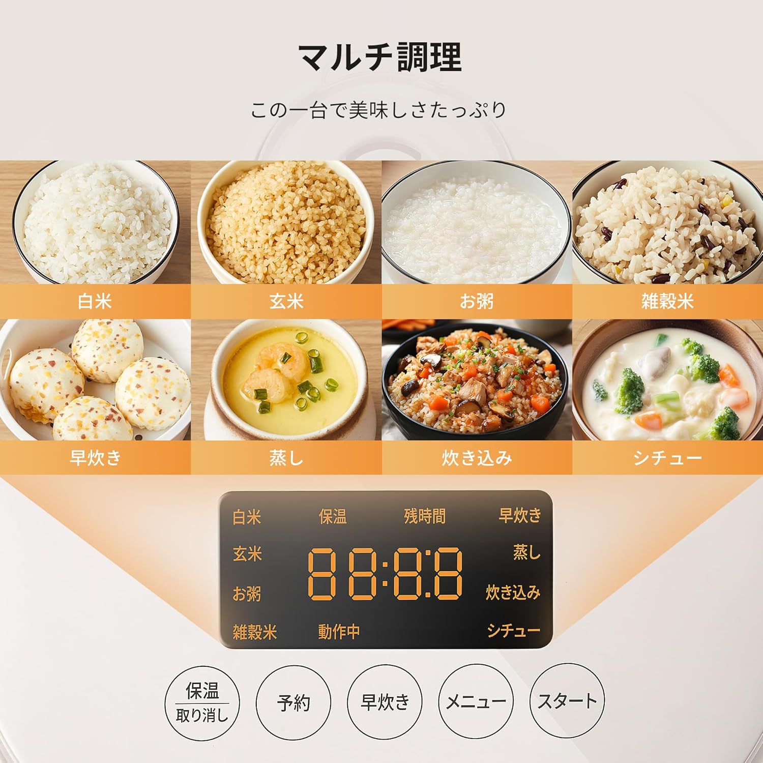 一人暮らし向けコンパクト炊飯器 4合炊き マイコン式 8つの調理メニュー ベージュ CRD-20PYT1B1