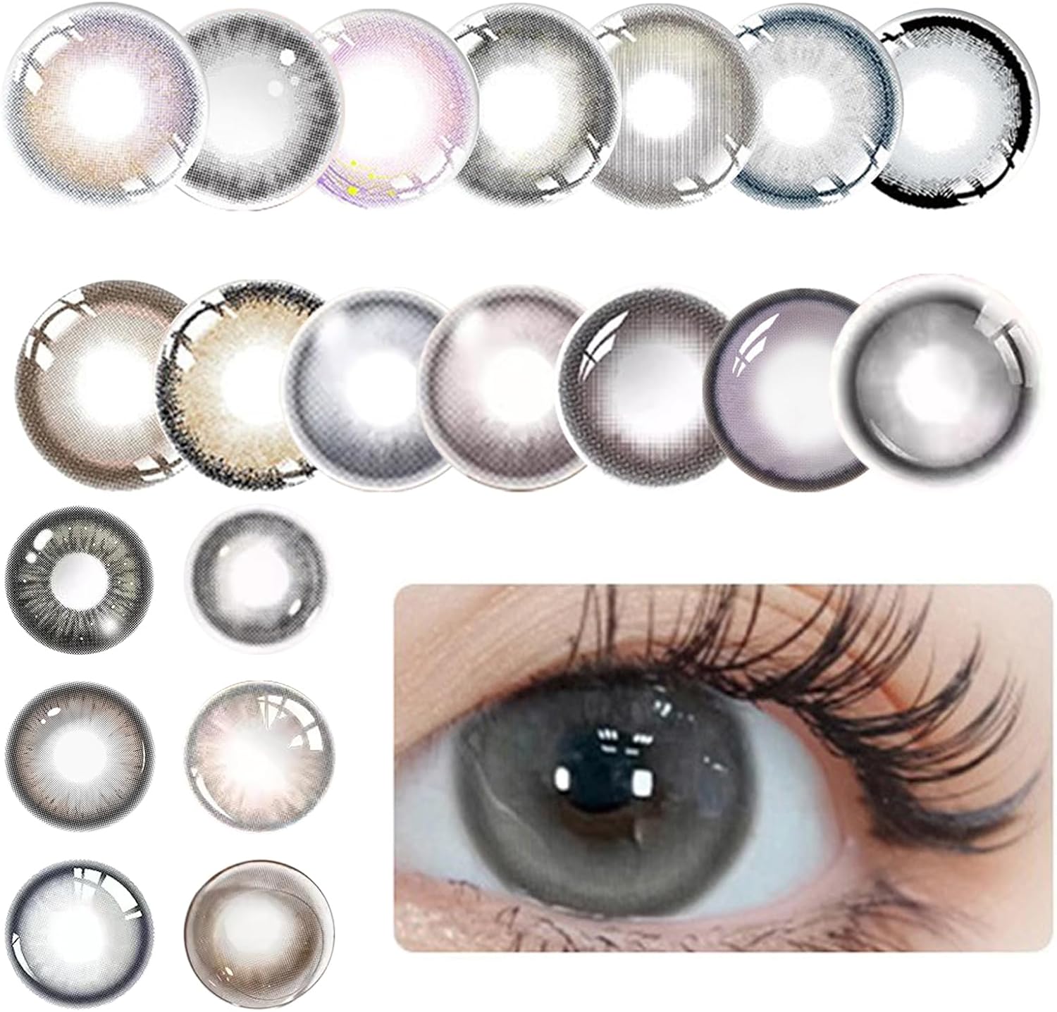 ナチュラルカラーコンタクト クリームアッシュ 2枚入 UVカット 14.0/14.2/14.5mm
