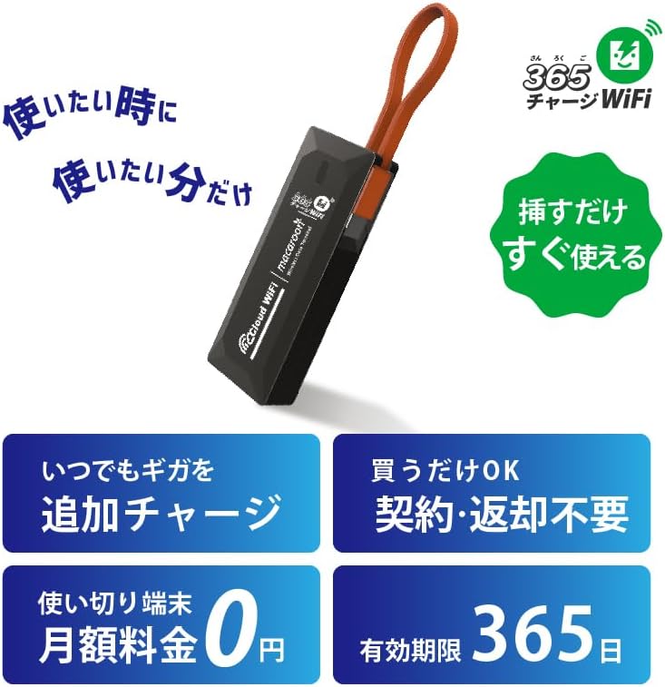 ポケットWiFi 100GB 1年利用可能なプリペイドモバイルルーター 返却不要 SIMフリー
