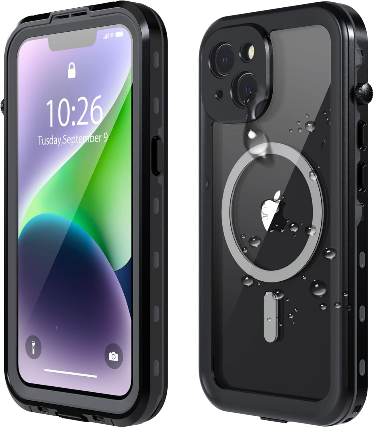 iPhone14用完全防水ケース 360°フルガード ストラップ付き アウトドア適用