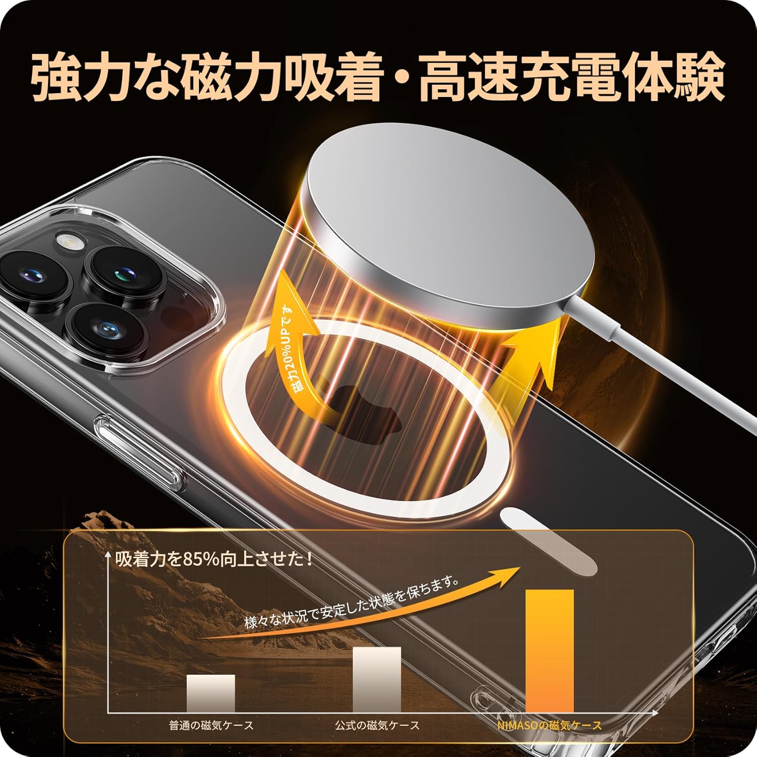 iPhone14 Pro 用 MagSafe対応 軽量クリアケース 耐衝撃・傷防止 6.1インチ