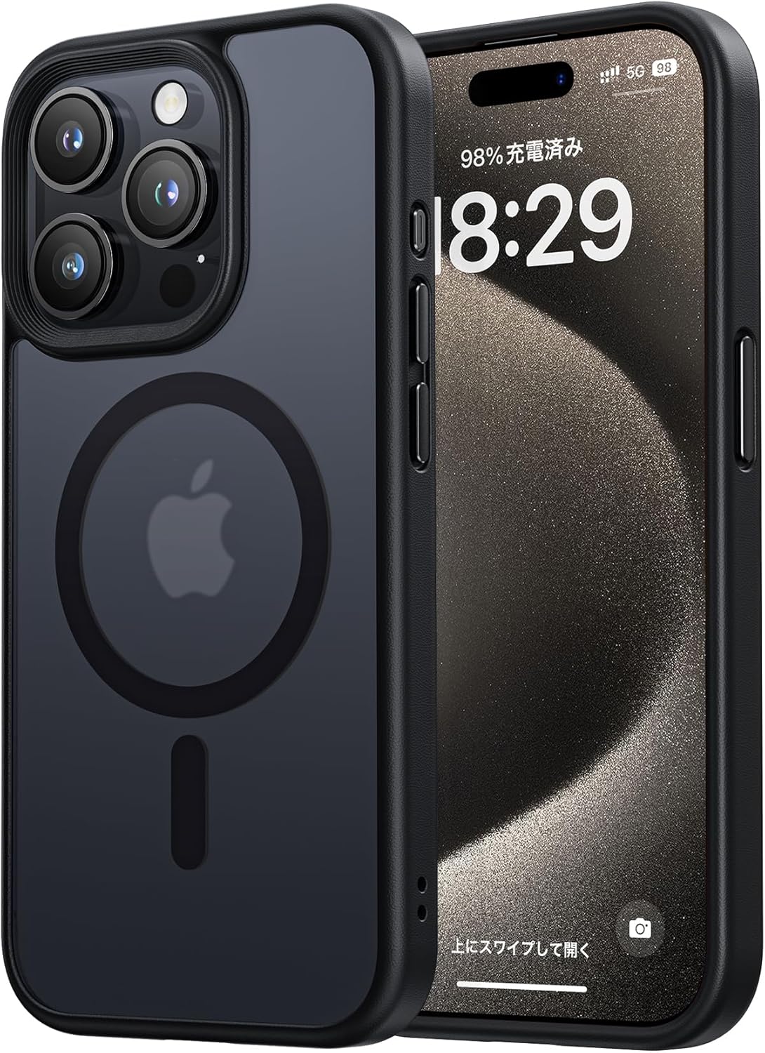MagSafe対応 iPhone 15 Pro用 滑り止めマット仕上げスマホケース（黒羽シリーズ）
