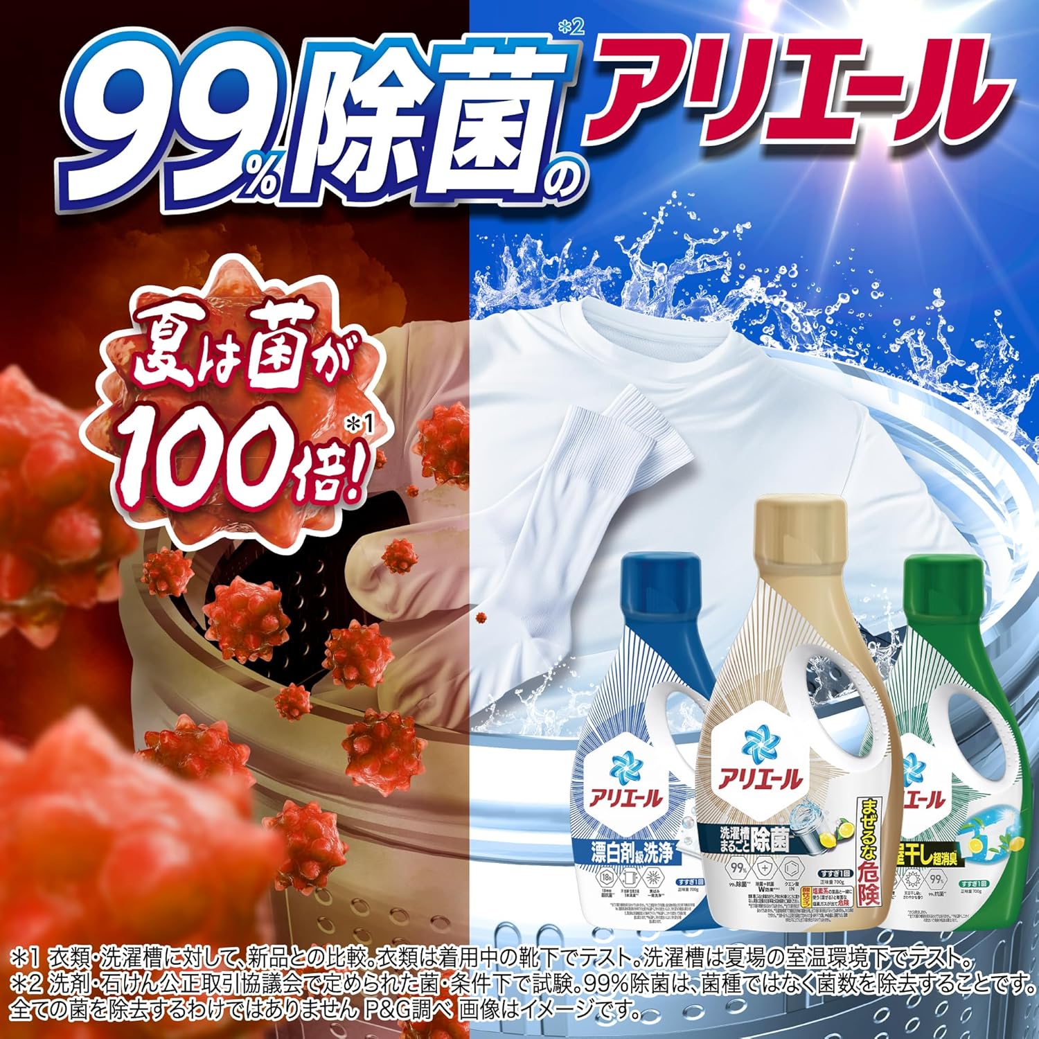 アリエール 超抗菌液体洗濯洗剤 2210g 詰め替え用