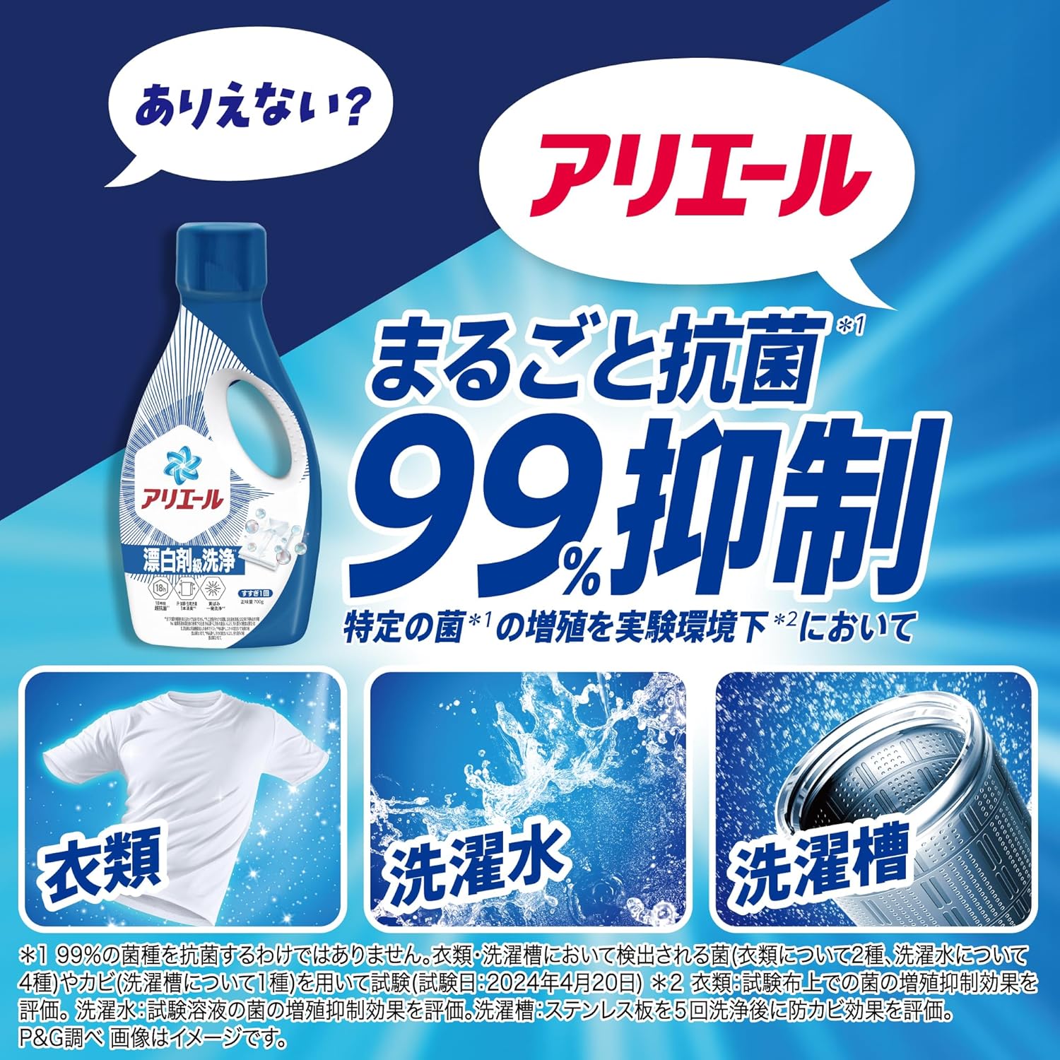 アリエール 液体洗濯洗剤 プレミアム超抗菌 柔軟剤配合 詰め替え 2210g