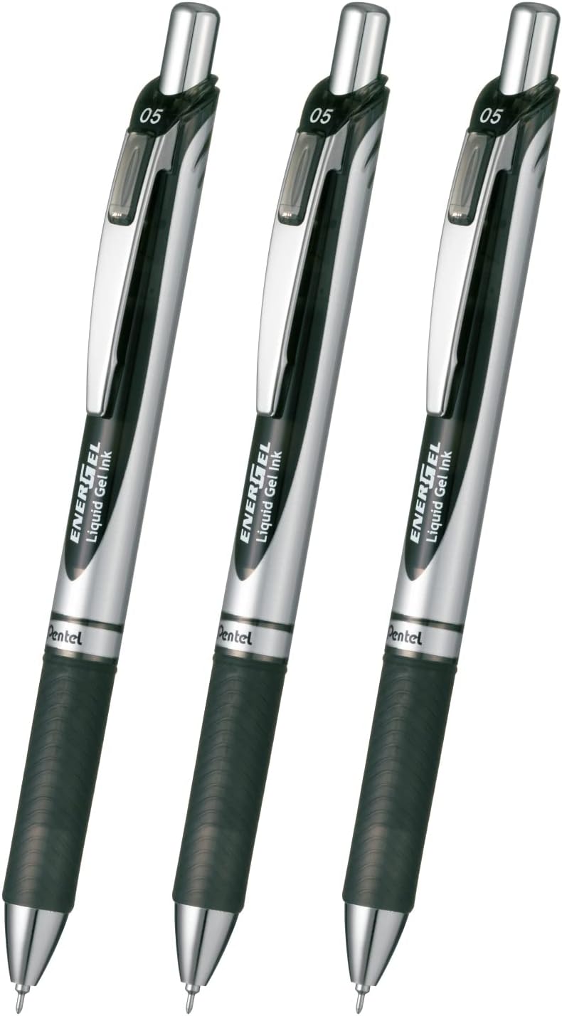 ゲルインキボールペン エナージェル ノック式 0.5mm 黒 3本セット