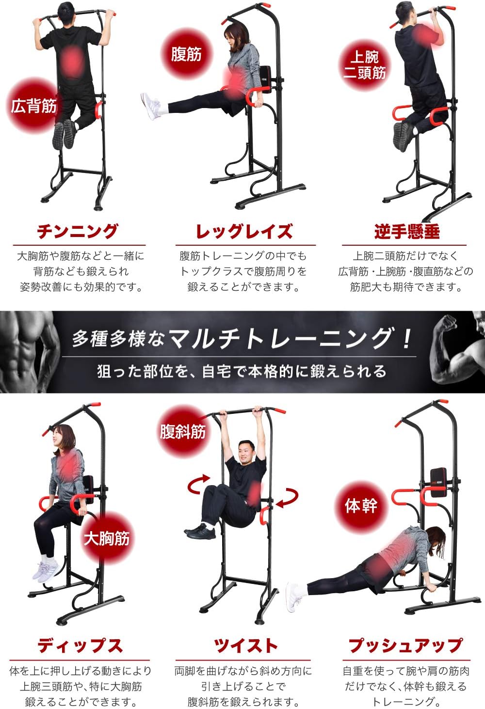 パイクスピーク 懸垂バー 高さ調節230cm 耐荷重150kg ホームジム用筋トレ器具
