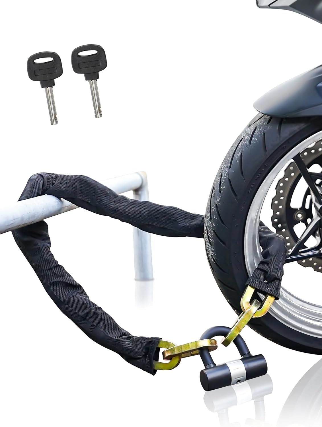 盗難防止14mm極太チェーンロック【バイク用】50mm×900mm