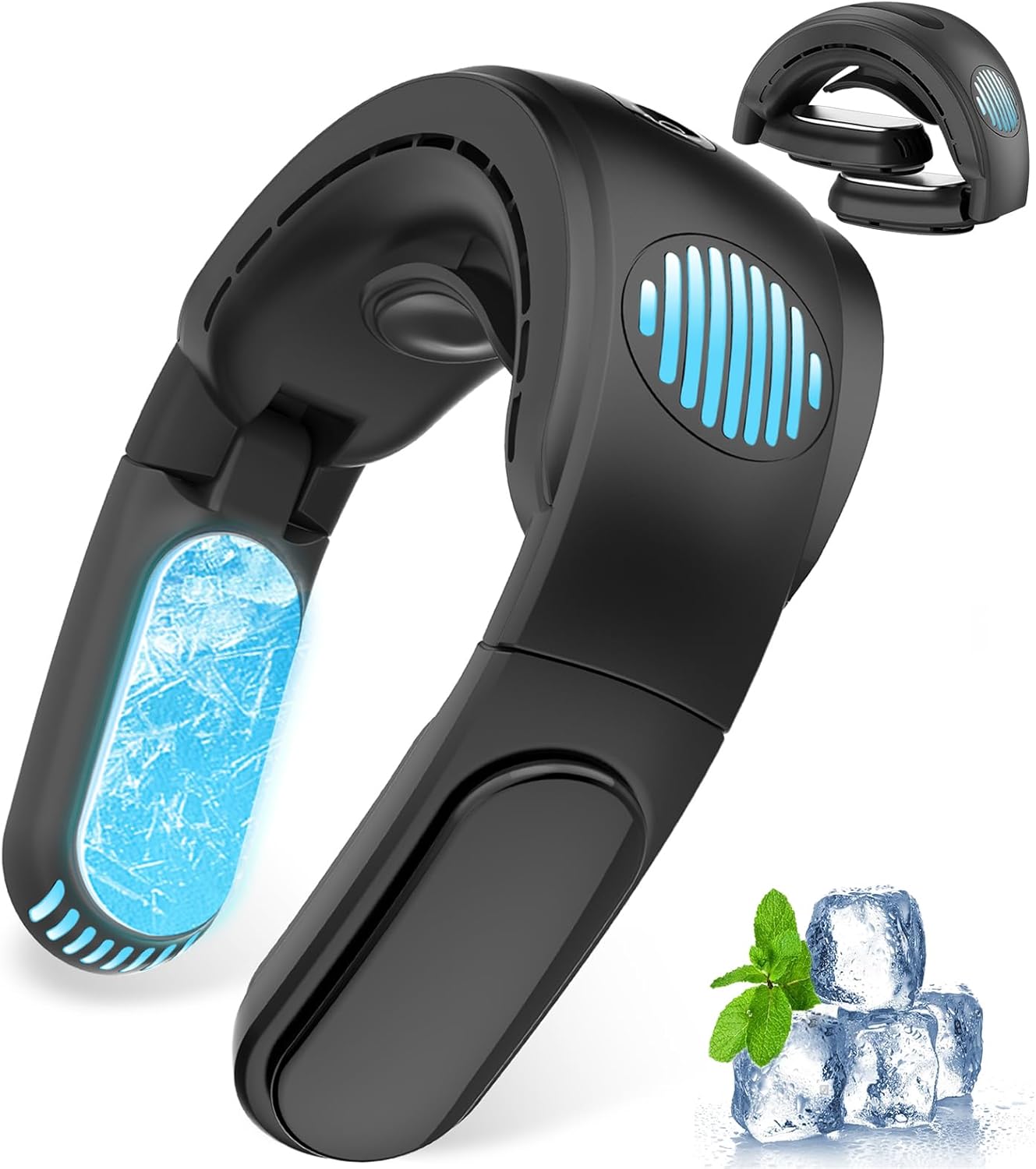 2025年夏新進化 ネックファン -15℃ 瞬間冷却 冷却プレート 携帯型 扇風機 ブラック