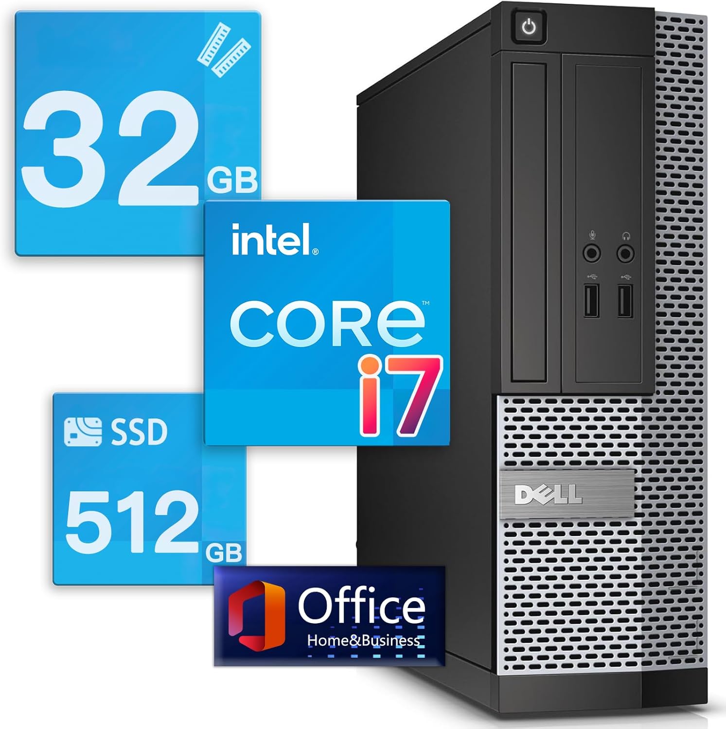 デスクトップPC Dell OptiPlex 3020/7020 SFF【整備済み】Intel i7・メモリ32GB・SSD512GB・Win11 Pro・MS Office 2019搭載