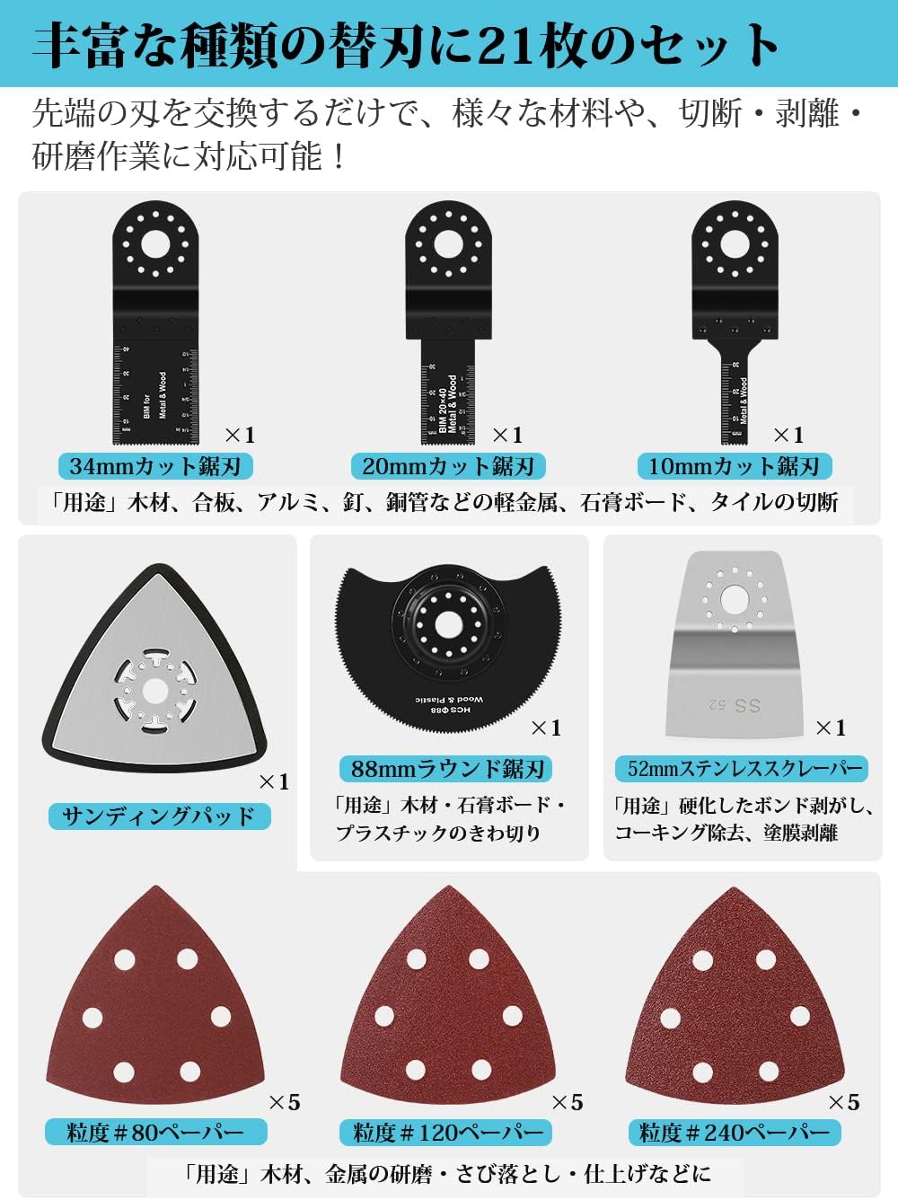 充電式マルチツール 電動振動 6段階変速 コードレス LEDライト付き DIY初心者向け