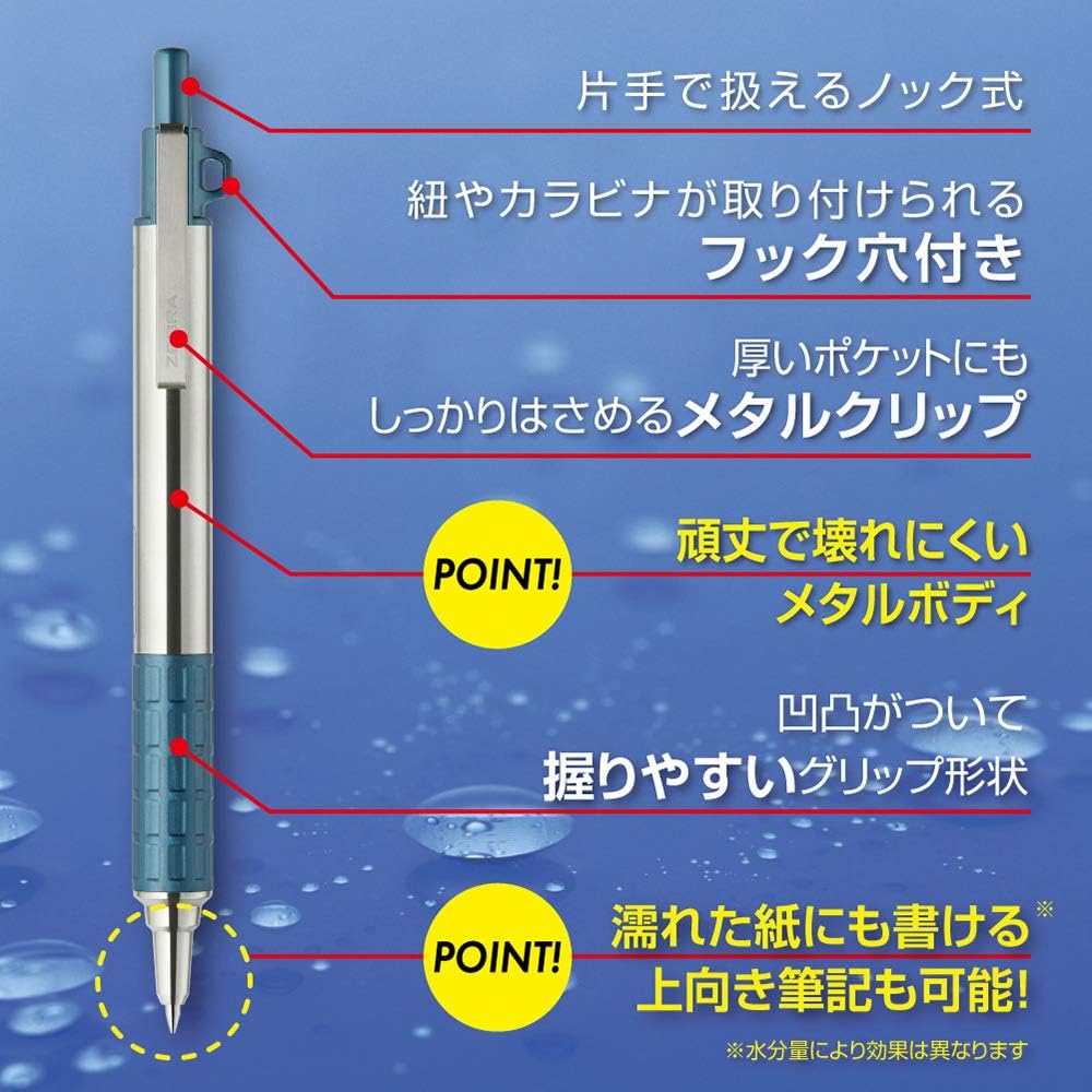 ガンメタリック油性ボールペン（0.7mm、黒インク）