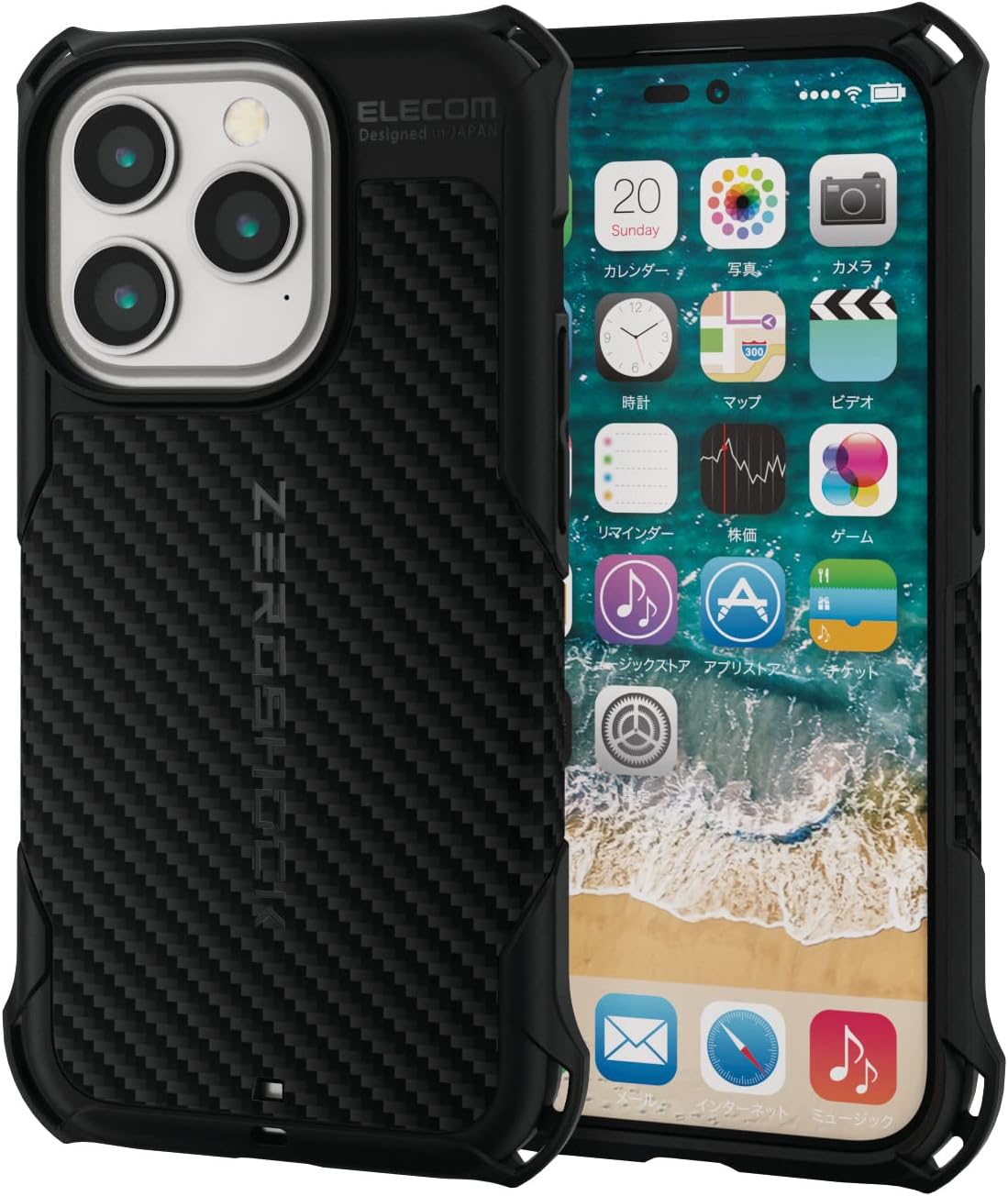 iPhone 14 Pro用 ZEROSHOCK耐衝撃ソフトケース TPU ブラック