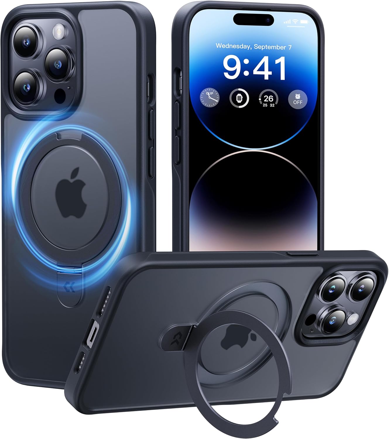 8周年記念 CASEKOO iPhone 14 Pro ケース 耐衝撃 マット仕上げ 4in1機能 MagSafe対応 6.1インチ ブラック