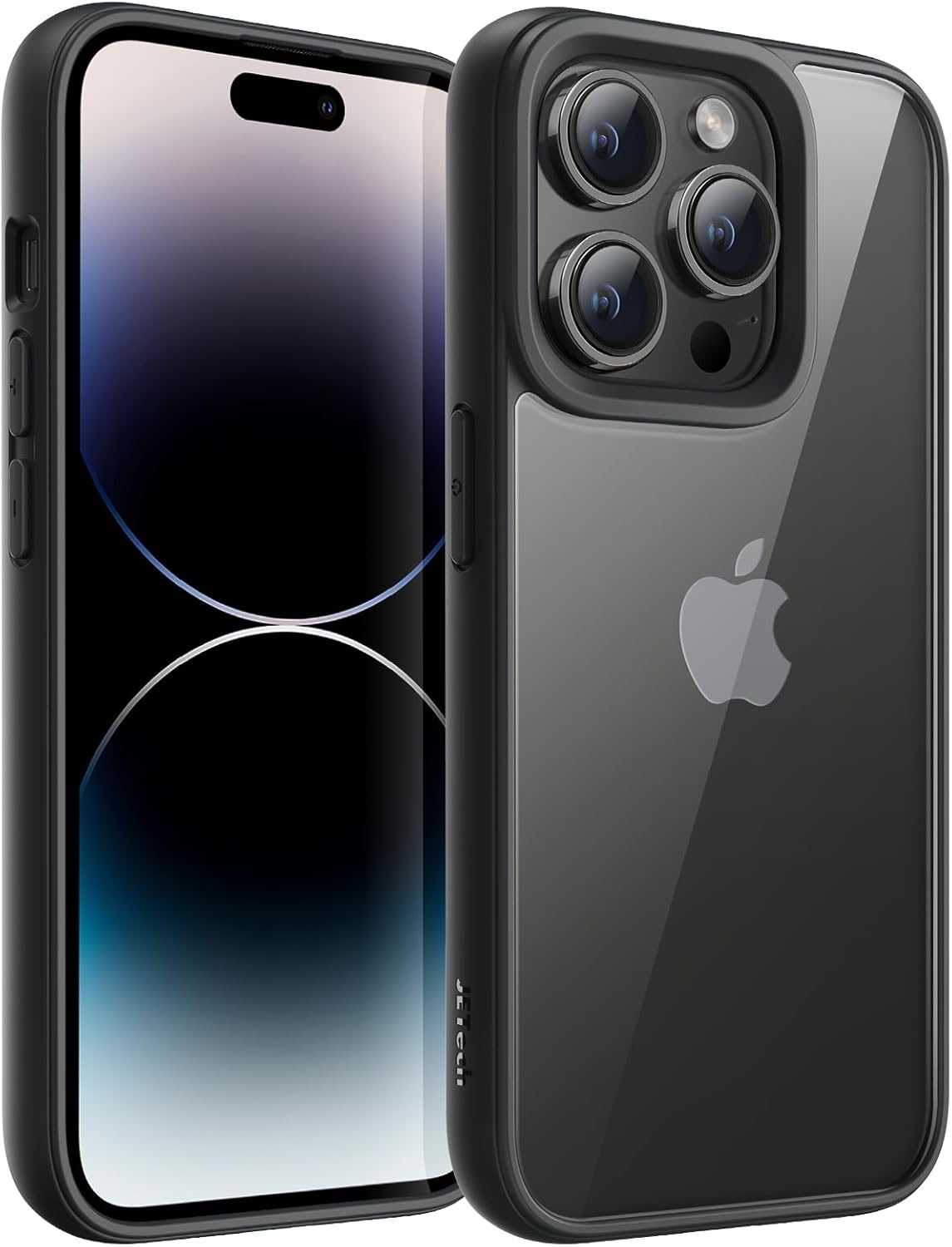 iPhone 14 Pro用 耐衝撃ケース マットTPUフレーム クリアバック (スペースブラック)