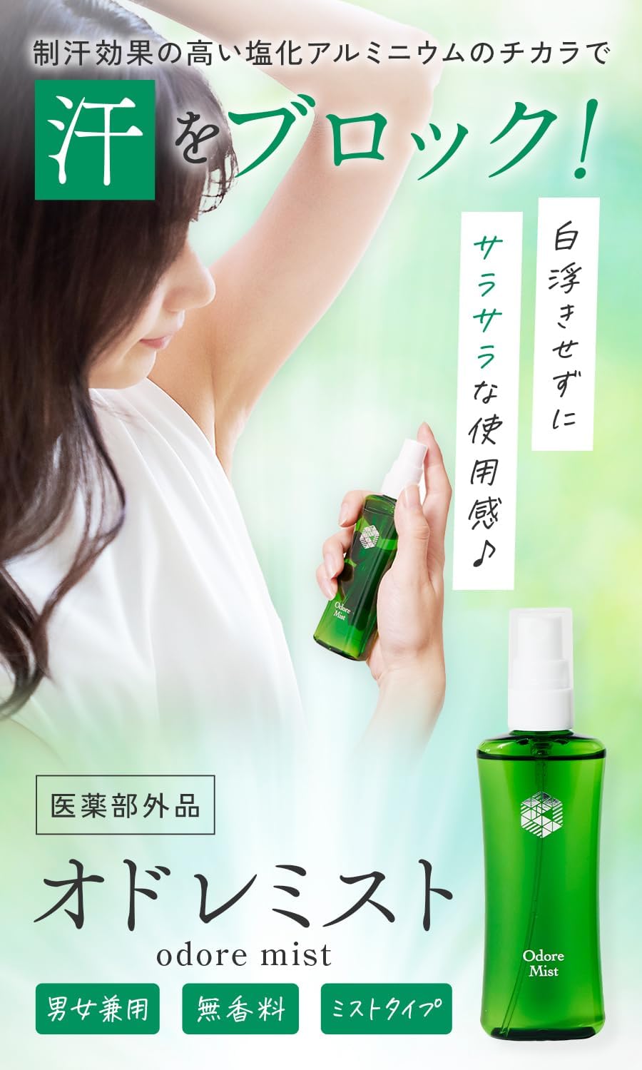 脇汗対策スプレー 無香料 ニウス オドレミスト 50ml 13%塩化アルミニウム メンズ レディース