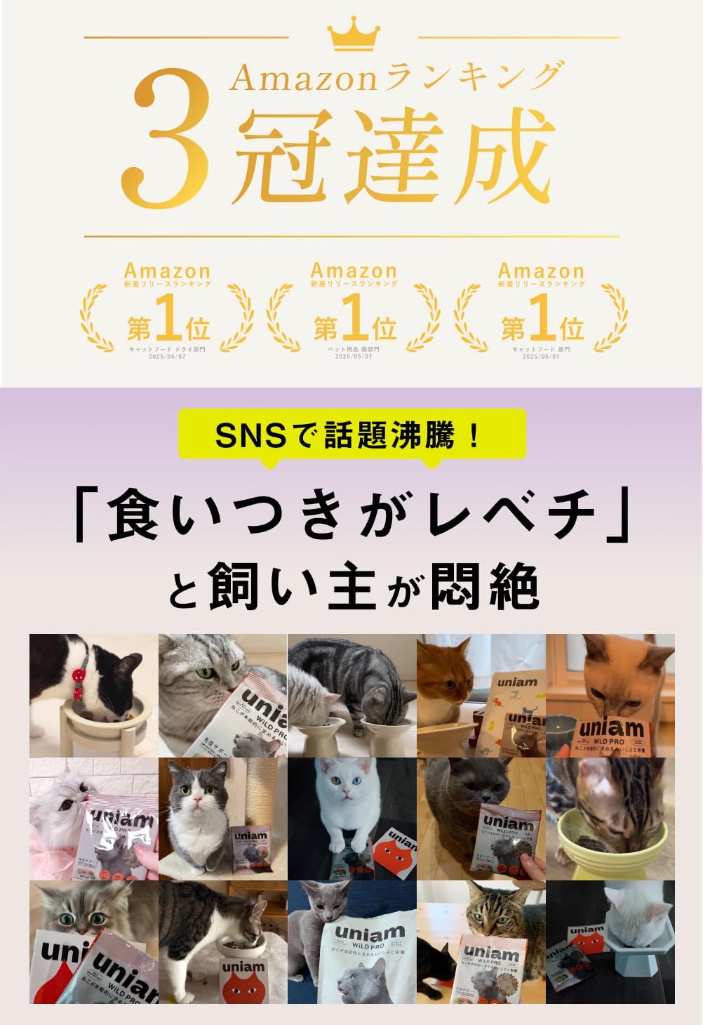 ユニアム キャットフード ワイルドプロ チキン 緑イ貝 1.2kg [無添加・穀物フリー・免疫サポート]