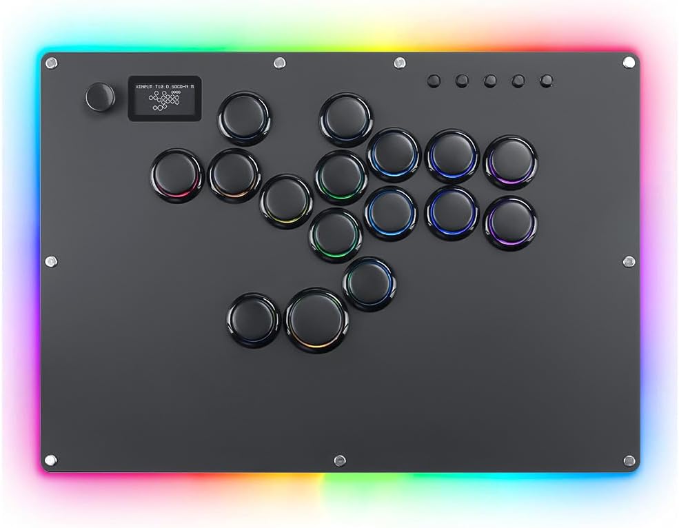 レバーレスアケコン GK-16 黒 RGBライト搭載 PS4/PS3/PC/Android用