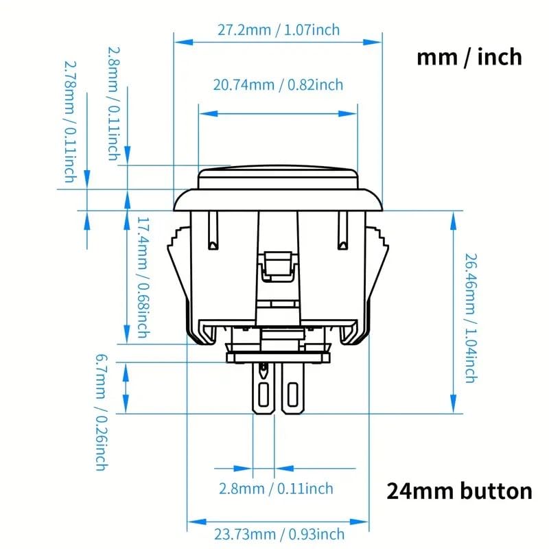 静音24mmアケコンボタン2個セット(クァンバ グラビティ KS対応)