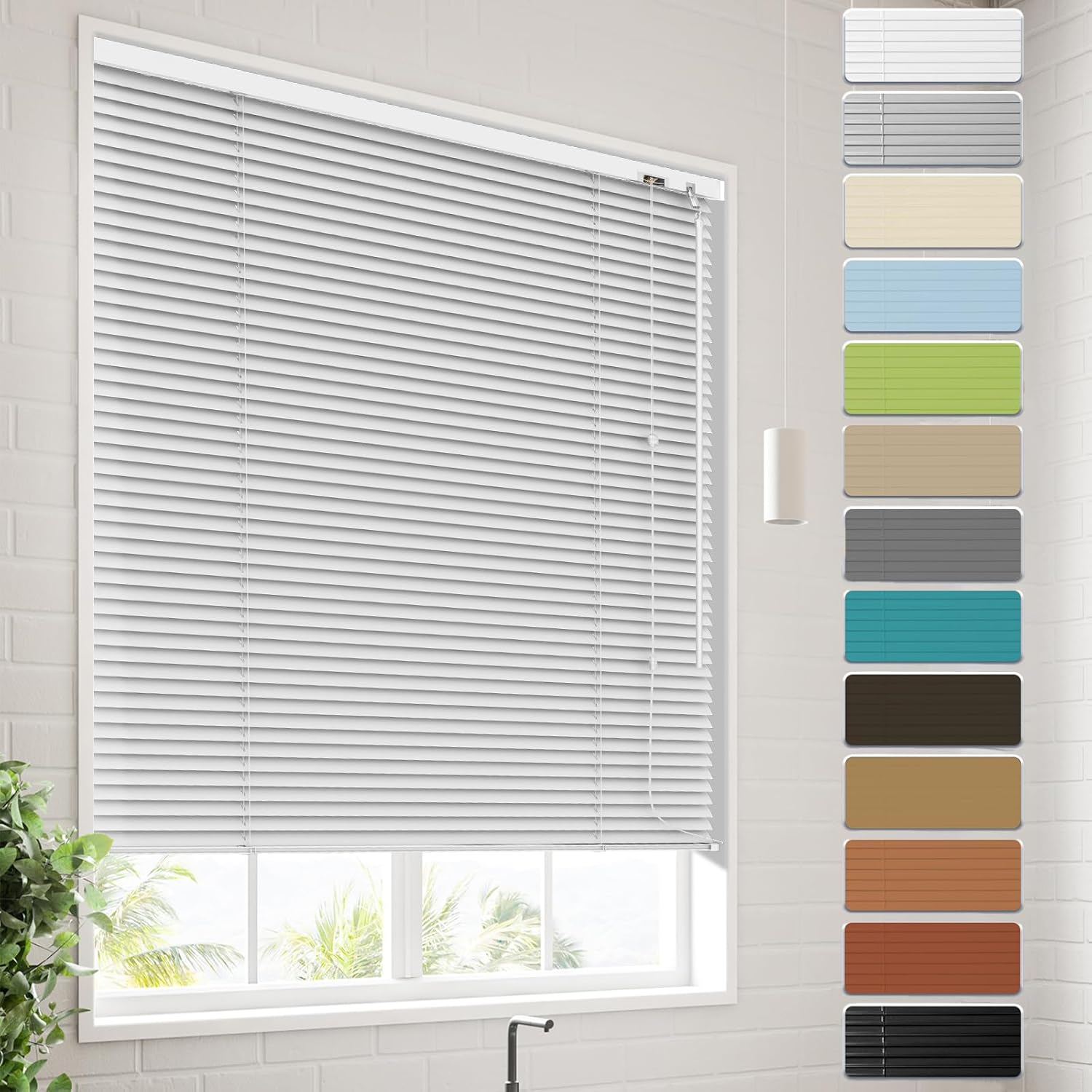 オーダーメイド アルミブラインド ホワイト 幅90x丈100cm 13色 遮熱・防水