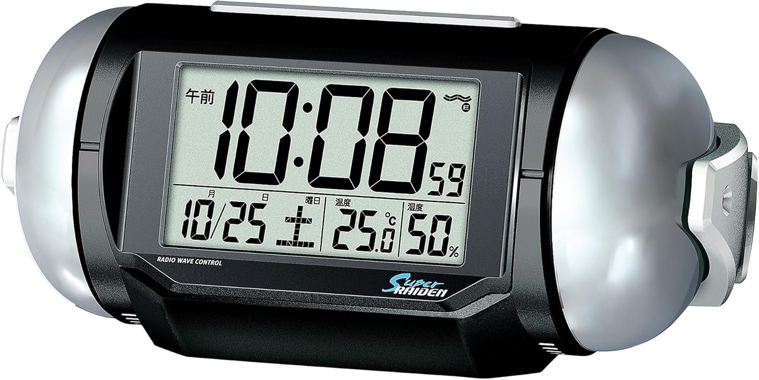 電波式大音量デジタル目覚まし時計 SEIKO ピクシス スーパーライデン NR523K ブラック