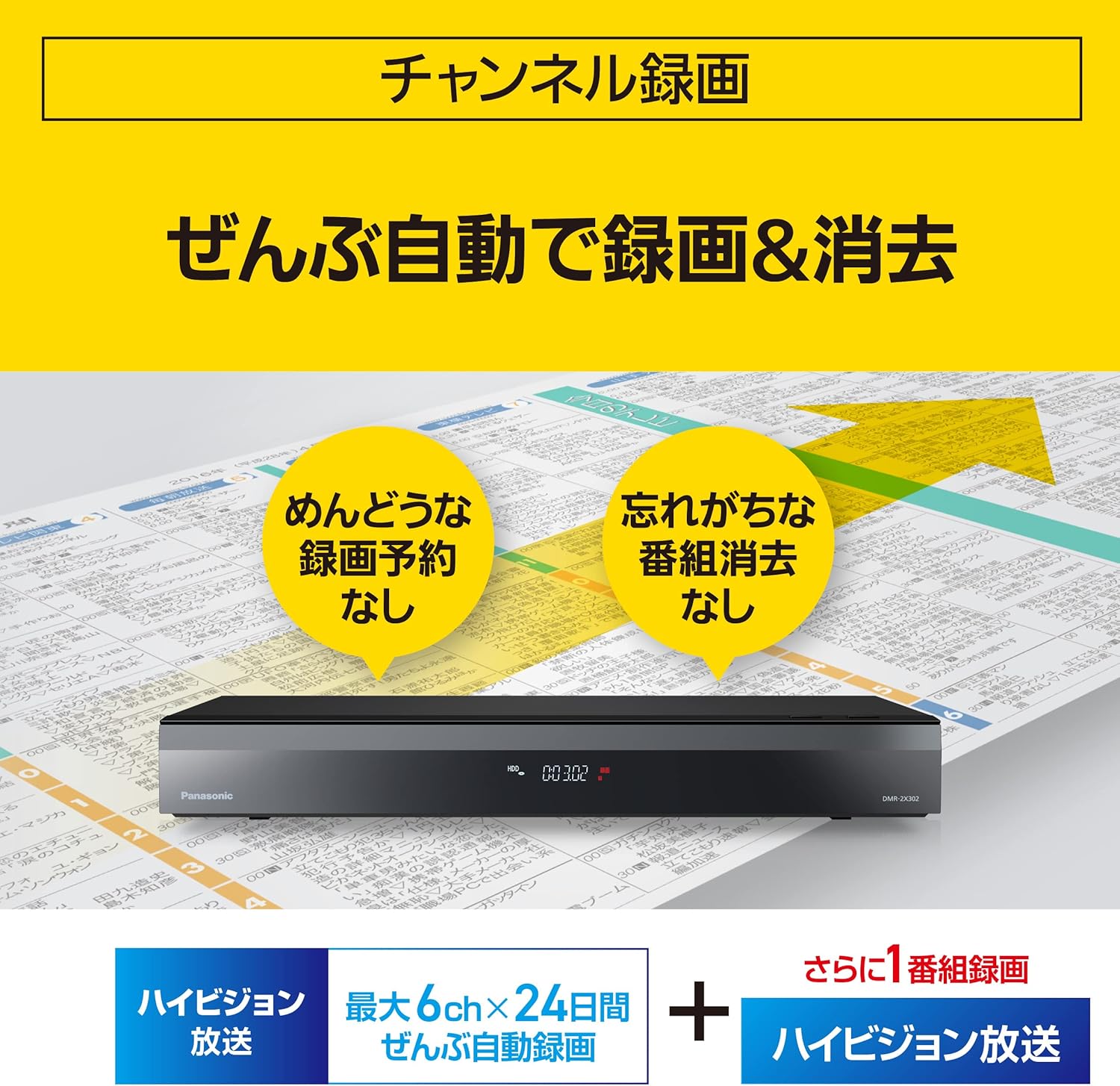 全録対応 パナソニック 3TB 7チューナー ブルーレイレコーダー DMR-2X302