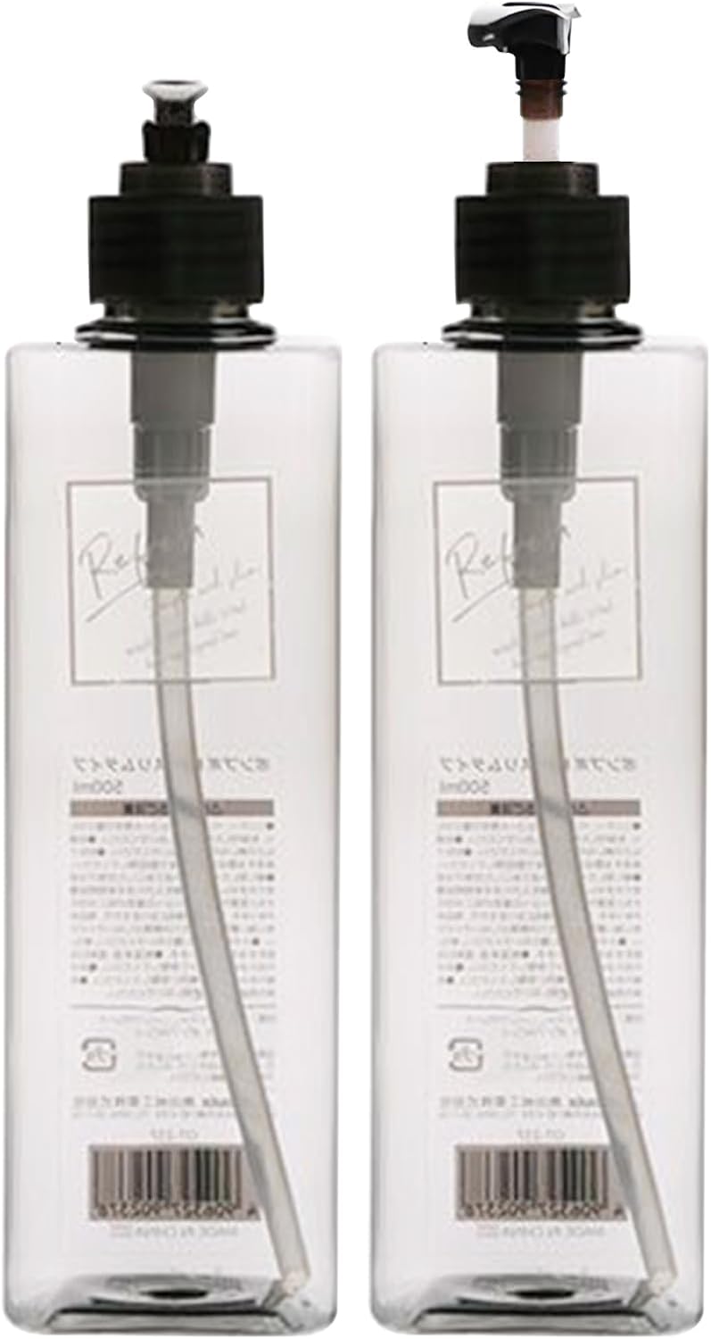 透明シャンプーボトル2本セット 500ml 漏れ防止ポンプディスペンサー