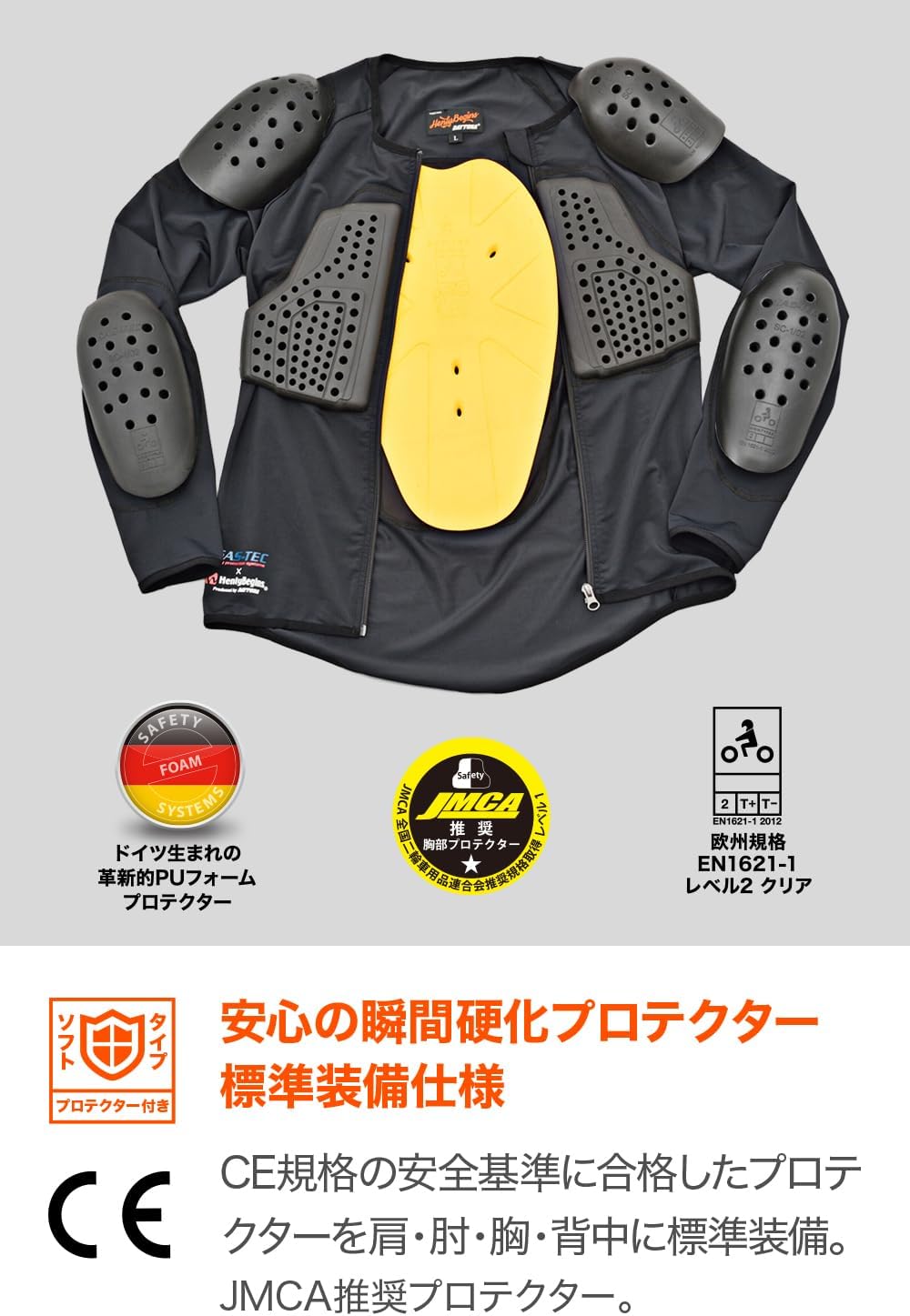 バイク用 CE規格プロテクターインナーウェア ブラック Lサイズ HBP-019