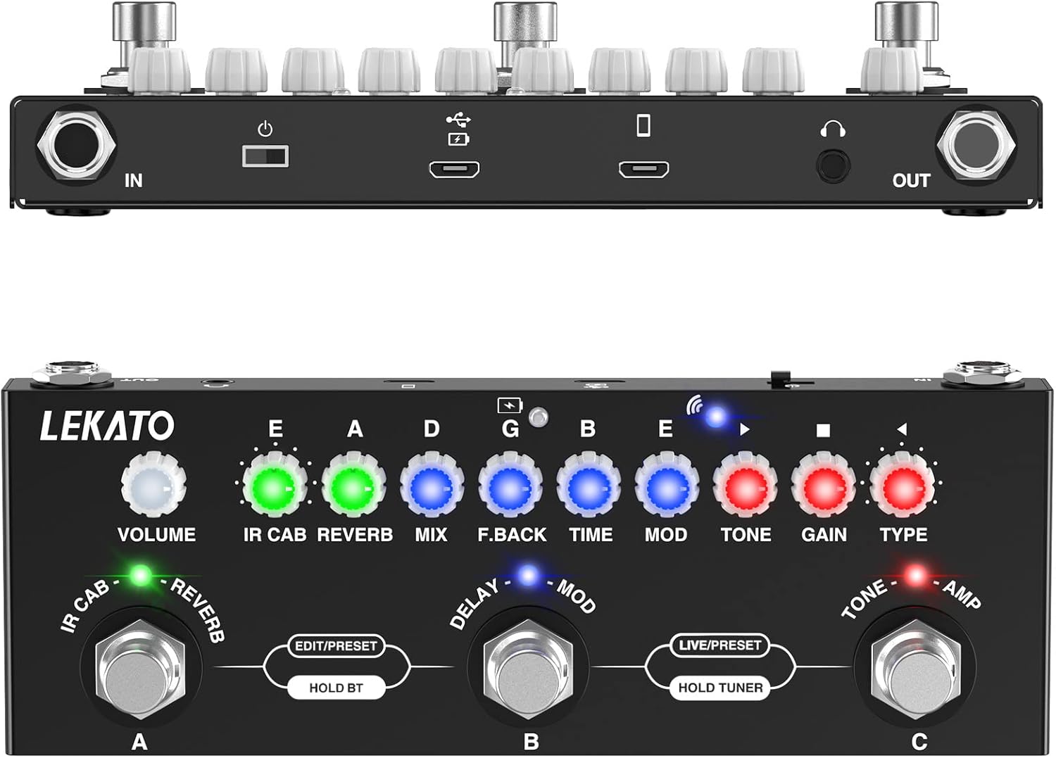 エレクトリックギター用 9AMPモード搭載 ギターマルチエフェクトペダル IRローディング内蔵