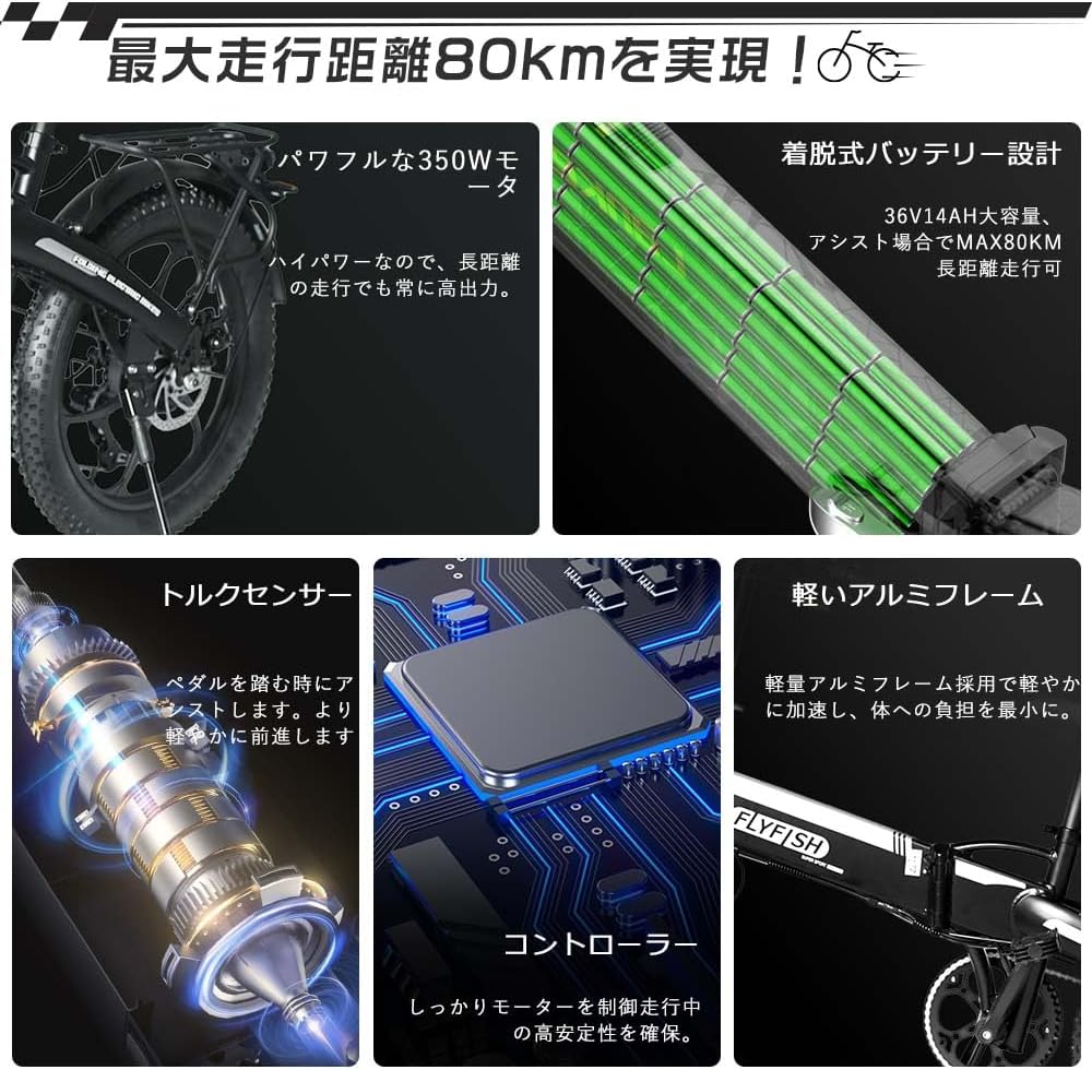 免許不要 電動アシスト折りたたみ自転車 20インチ ファットタイヤ 公道走行可能 男女兼用
