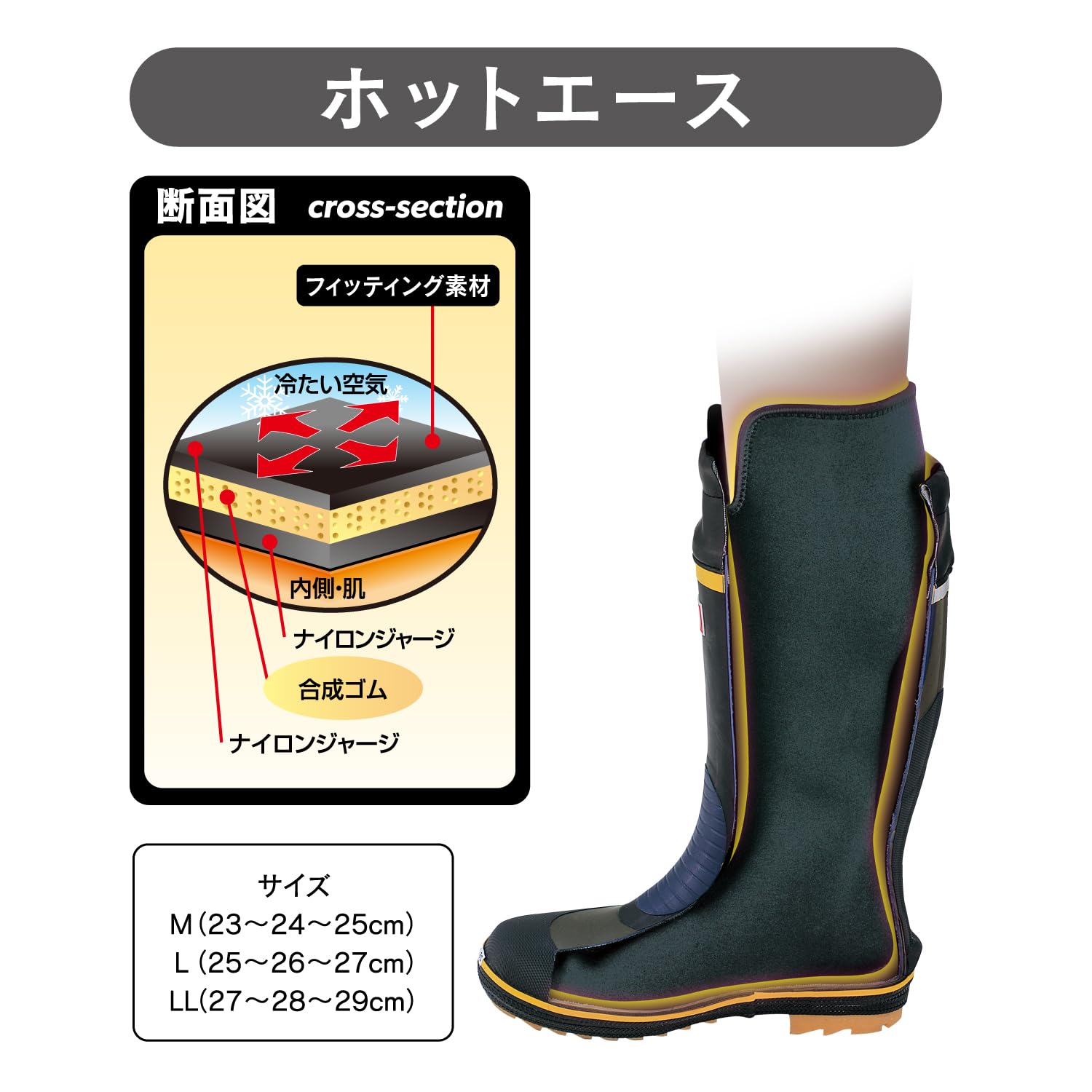 おたふく手袋 インナーソックス ロング 厚手タイプ Lサイズ ブルー