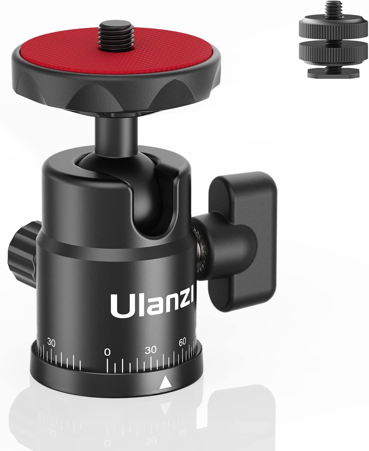 360°回転ボールヘッド 自由雲台 カメラ用 耐荷重5kg シューマウント付き