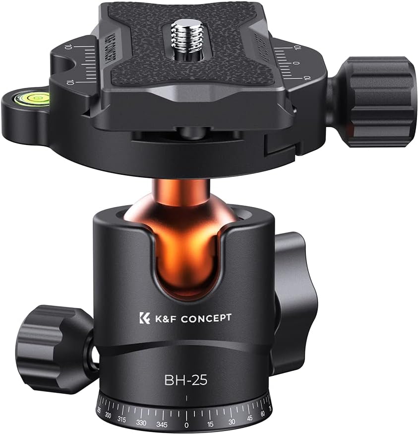 K&F Concept 小型軽量ボール雲台 360°回転 アルミ製 耐荷重8kg DSLR・ビデオカメラ対応